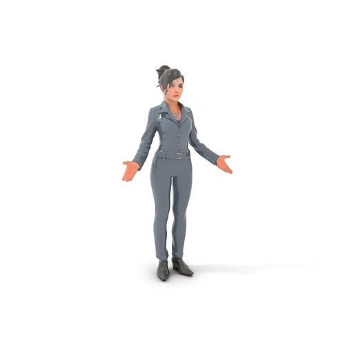 Businesswoman Character Model with Tattoo  Rigged and Animated Low-poly 3D model