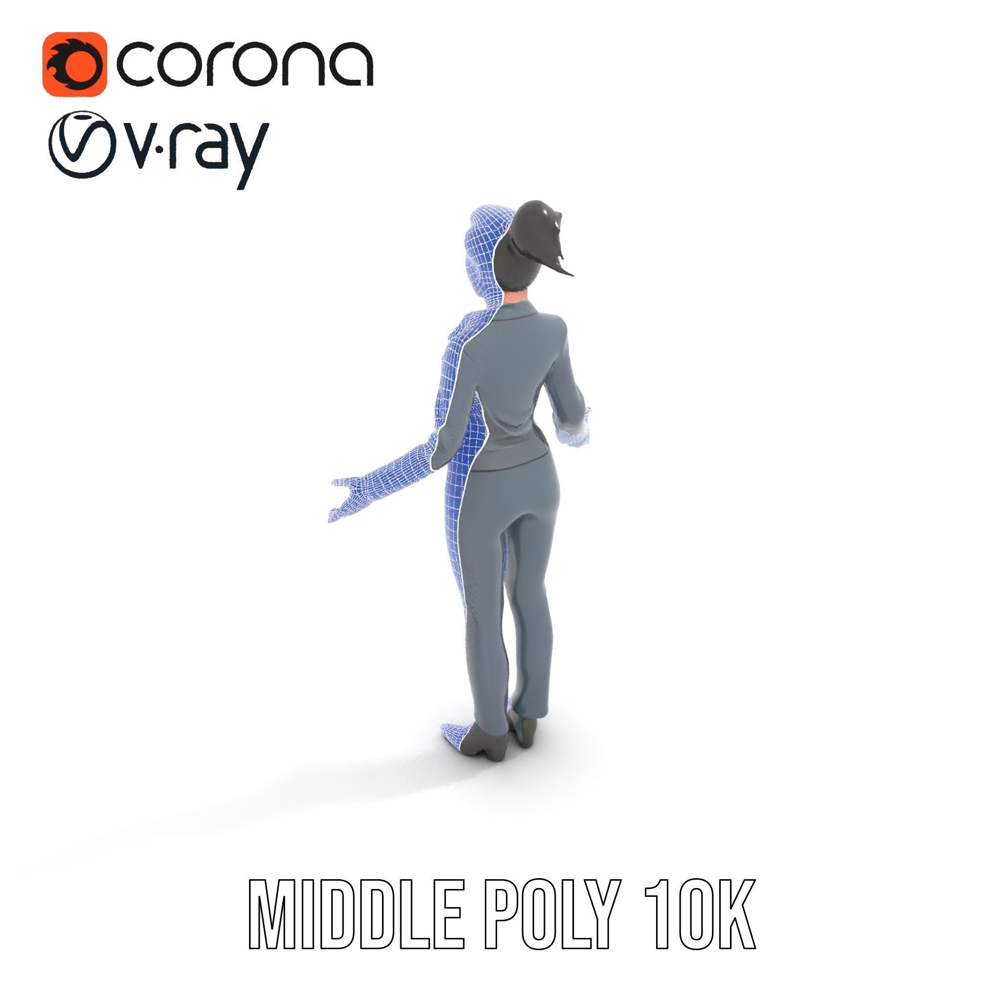 Businesswoman Character Model with Tattoo  Rigged and Animated Low-poly 3D model_24