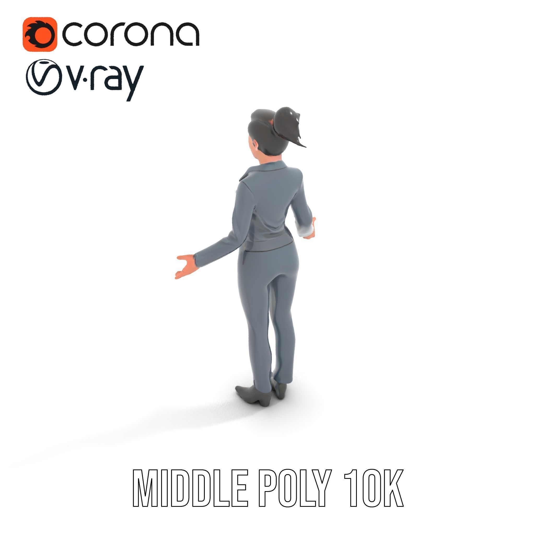 Businesswoman Character Model with Tattoo  Rigged and Animated Low-poly 3D model_16