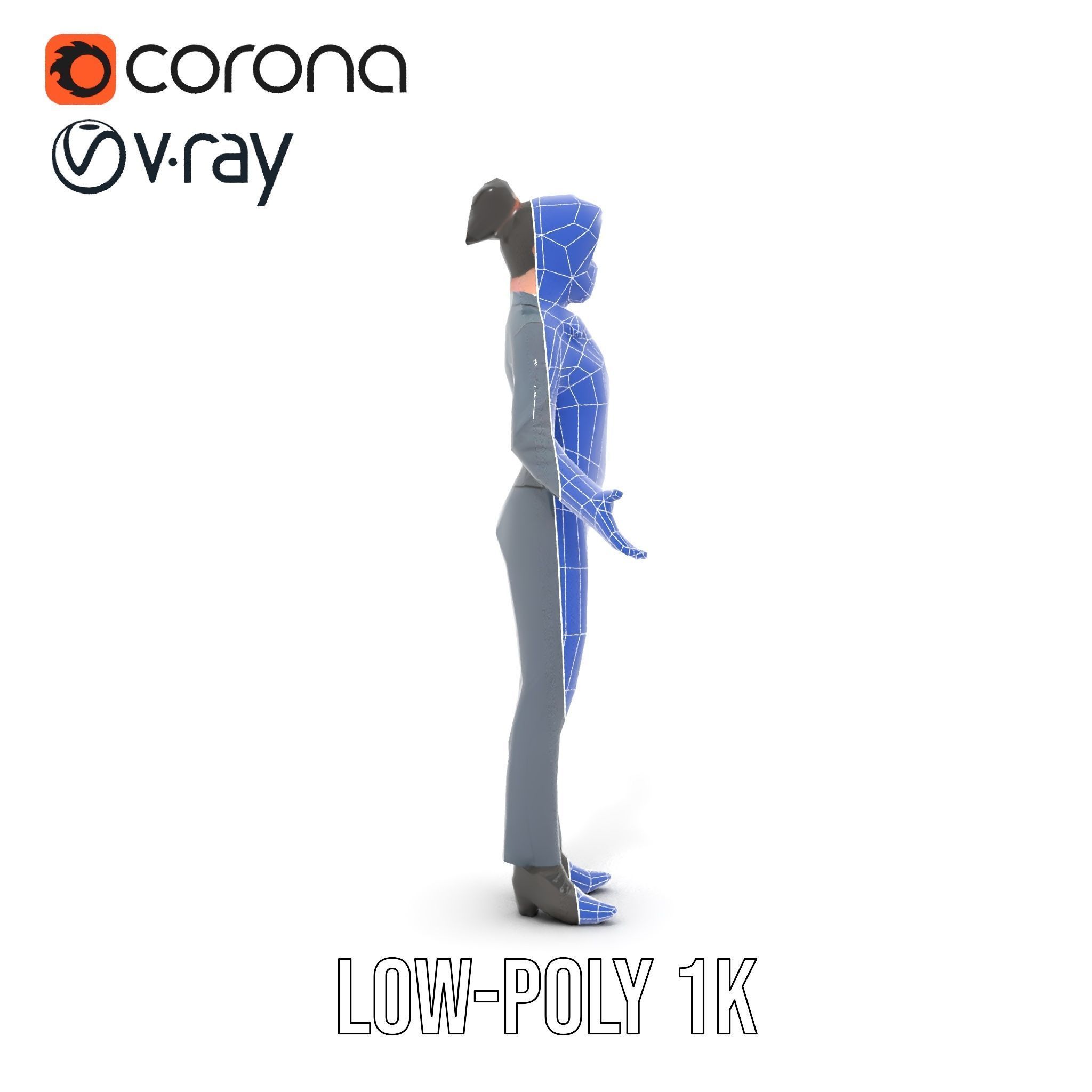 Businesswoman Character Model with Tattoo  Rigged and Animated Low-poly 3D model_31