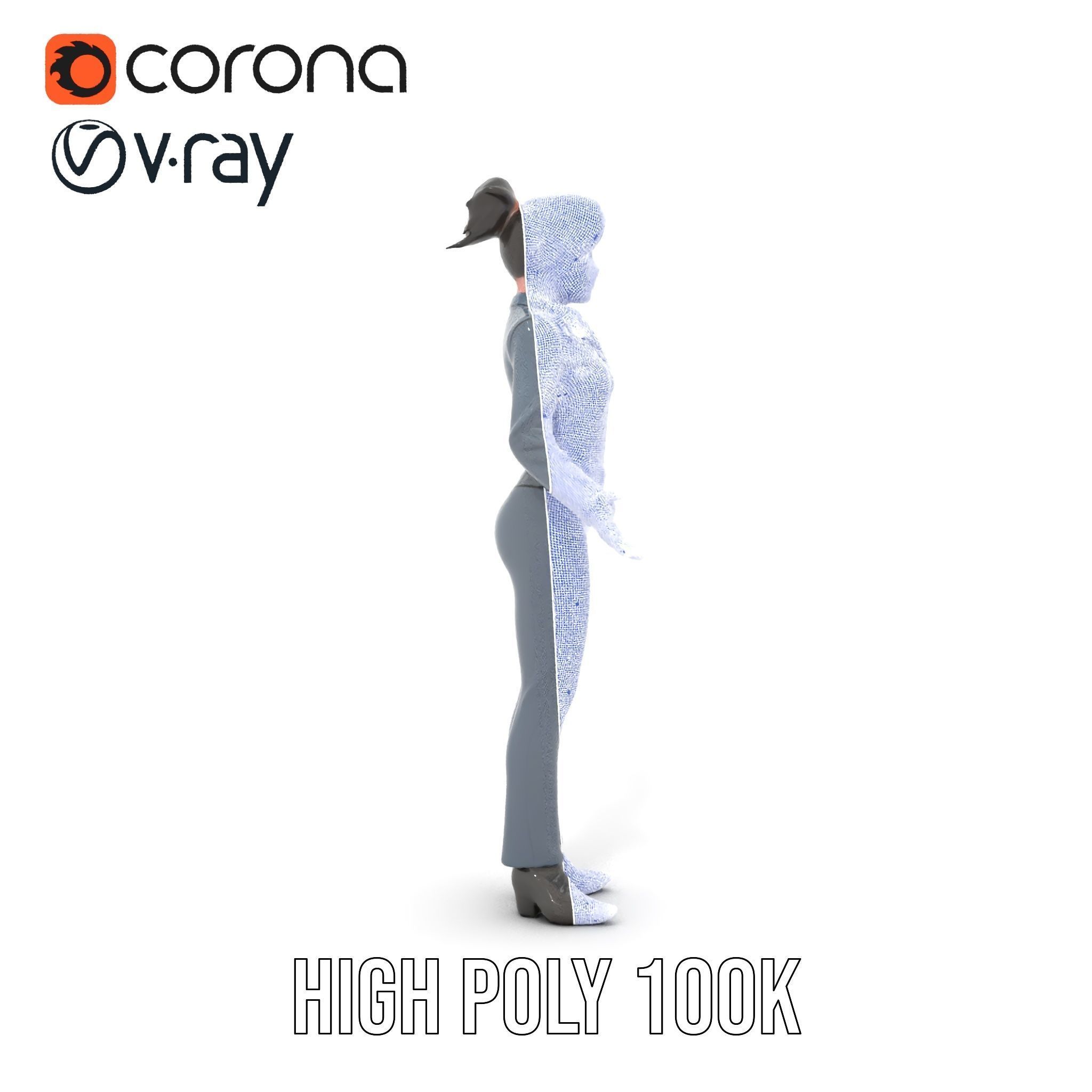 Businesswoman Character Model with Tattoo  Rigged and Animated Low-poly 3D model_37