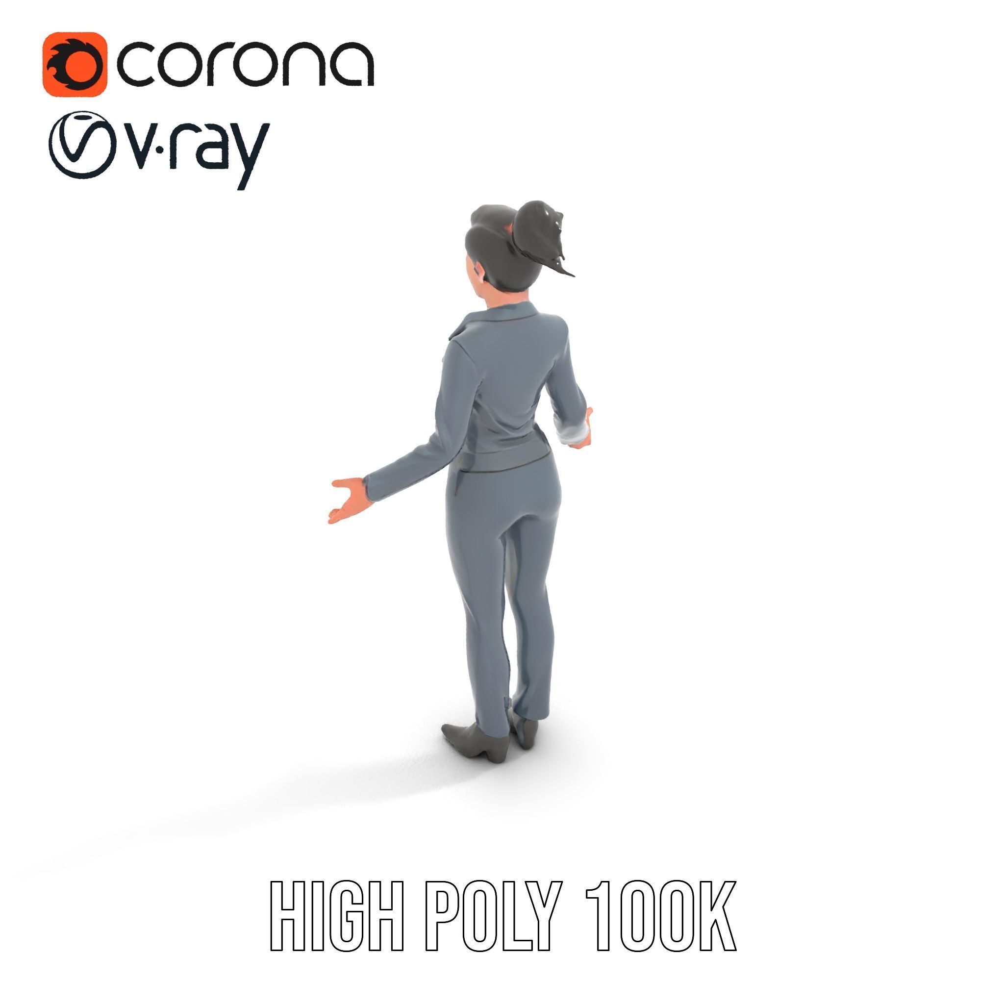 Businesswoman Character Model with Tattoo  Rigged and Animated Low-poly 3D model_20