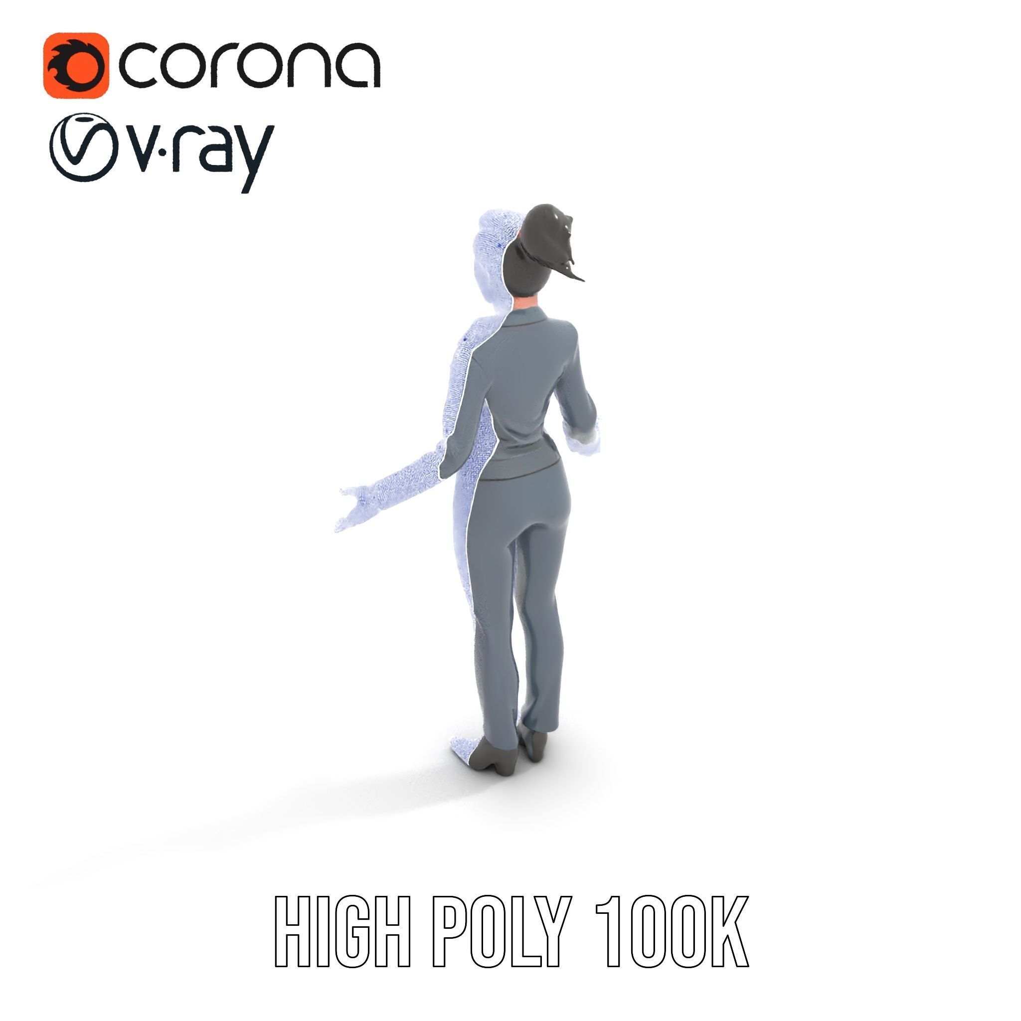 Businesswoman Character Model with Tattoo  Rigged and Animated Low-poly 3D model_34