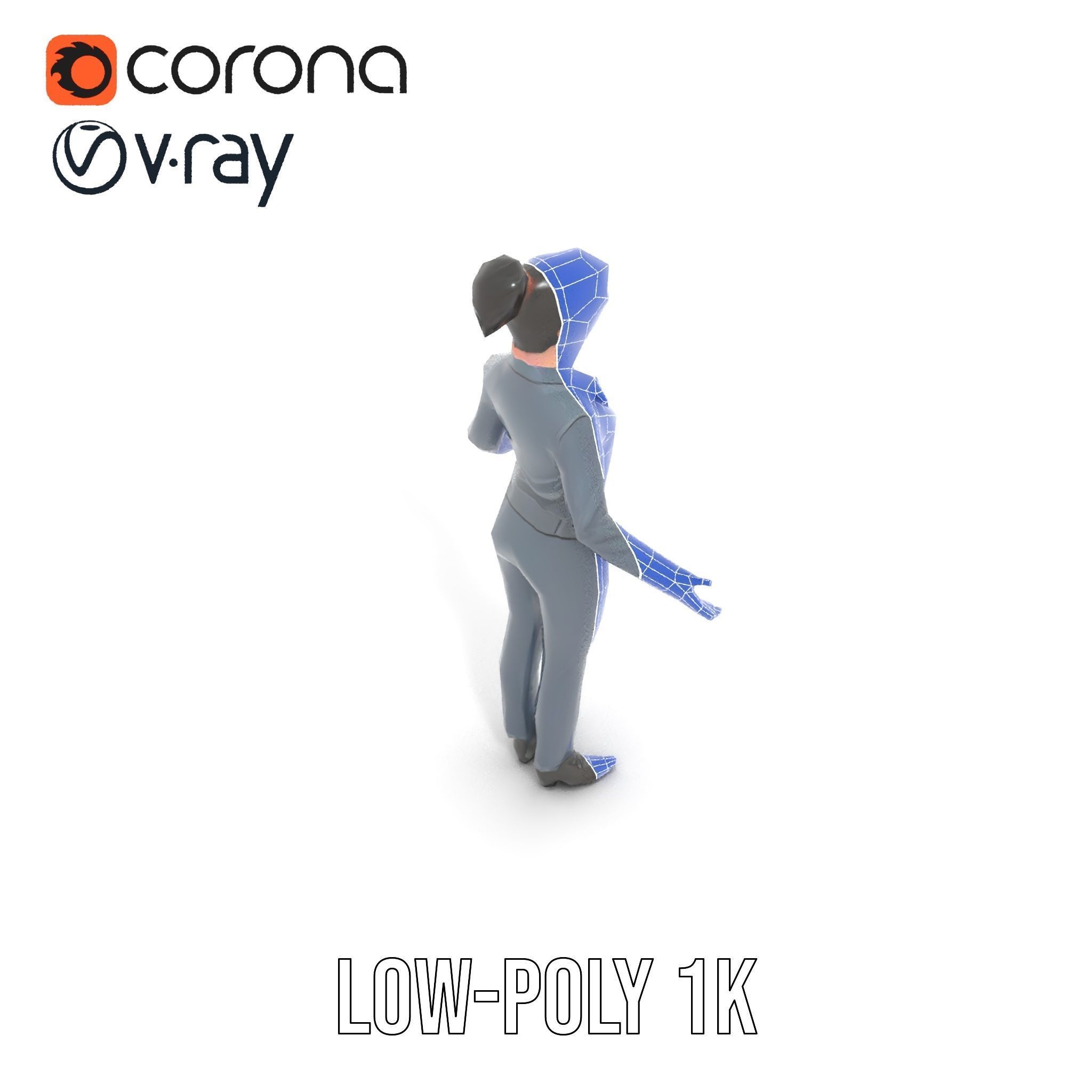 Businesswoman Character Model with Tattoo  Rigged and Animated Low-poly 3D model_19