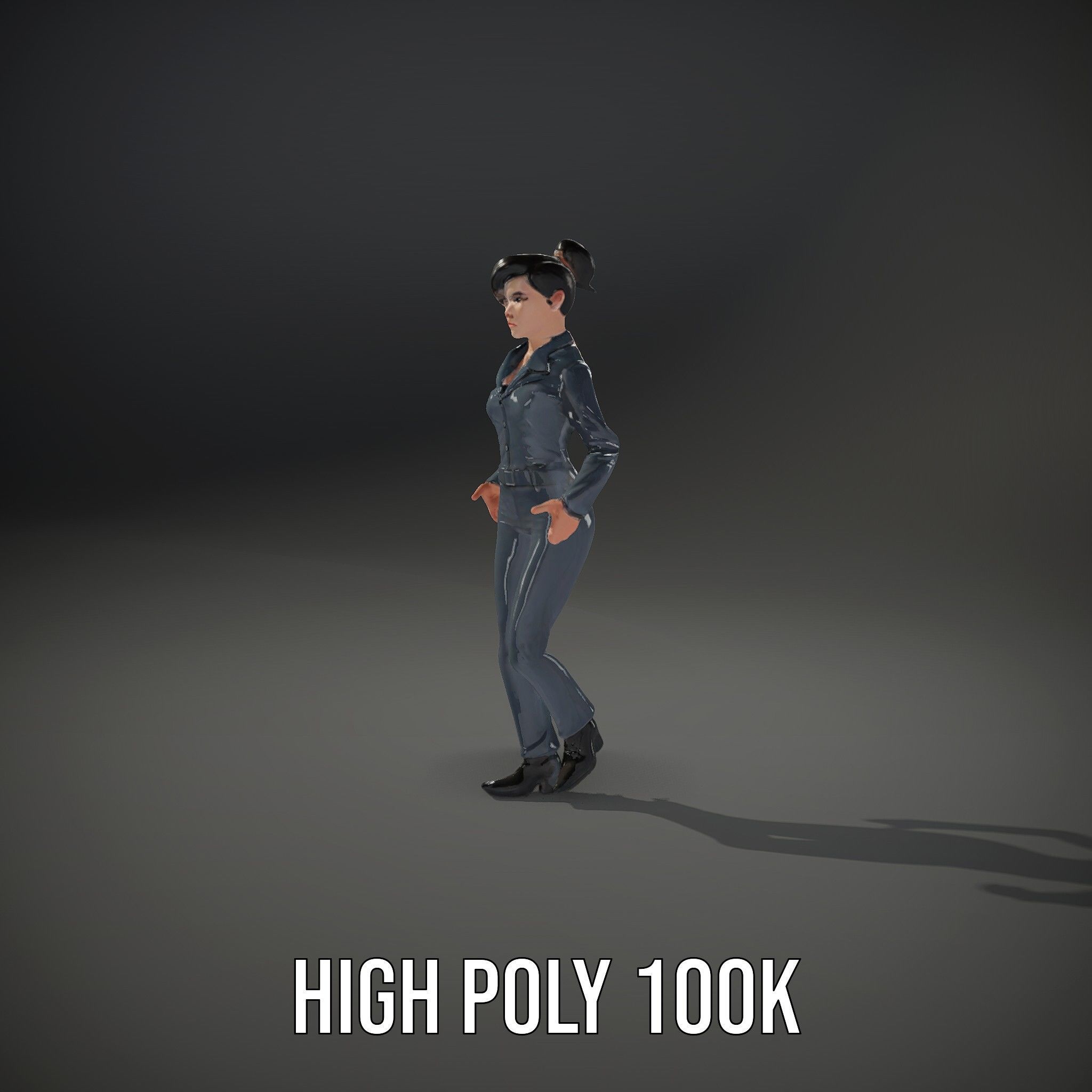 Businesswoman Character Model with Tattoo  Rigged and Animated Low-poly 3D model_12