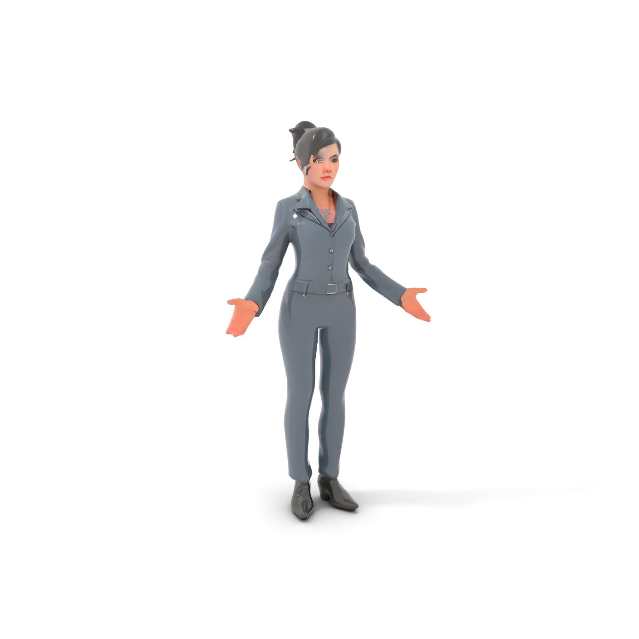 Businesswoman Character Model with Tattoo  Rigged and Animated Low-poly 3D model_18