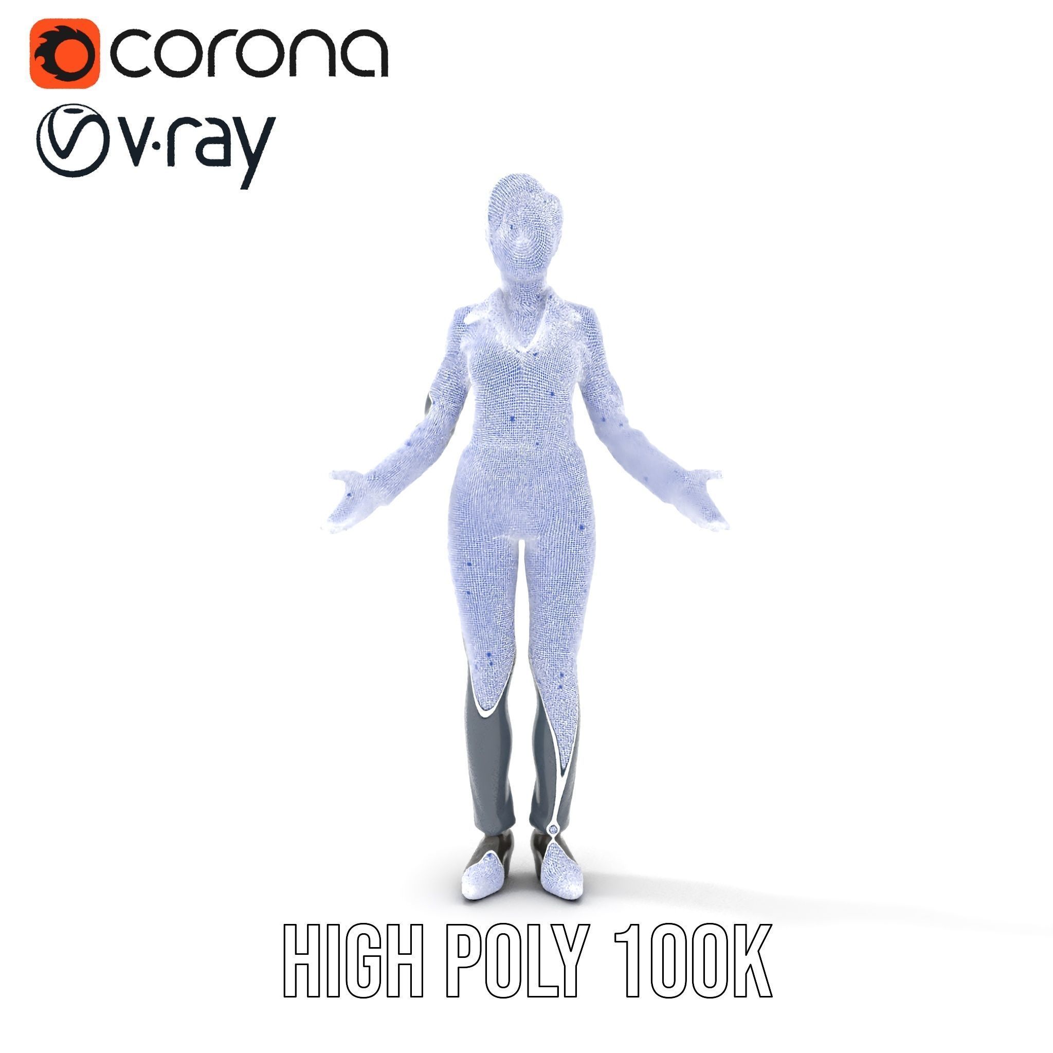 Businesswoman Character Model with Tattoo  Rigged and Animated Low-poly 3D model_36