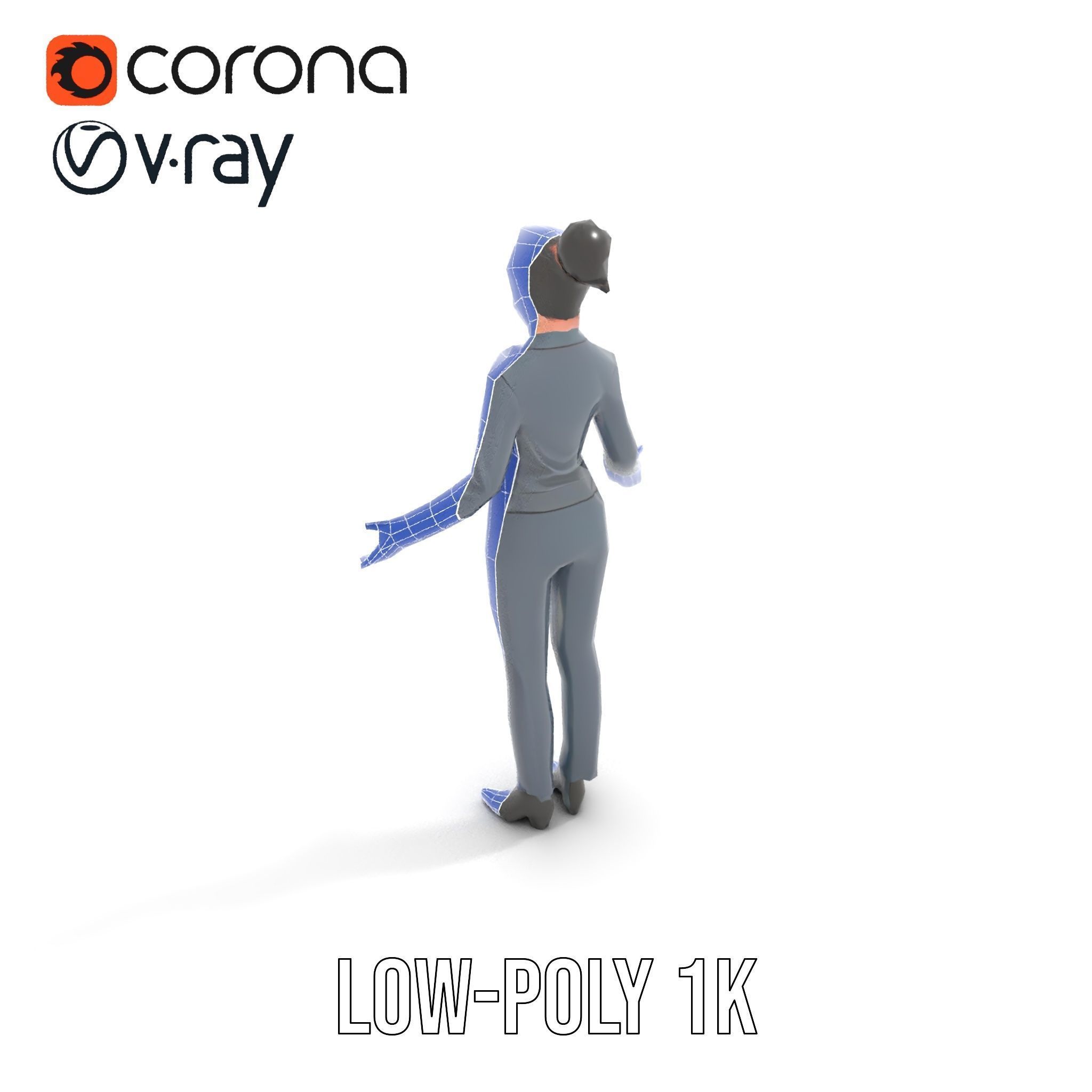 Businesswoman Character Model with Tattoo  Rigged and Animated Low-poly 3D model_25