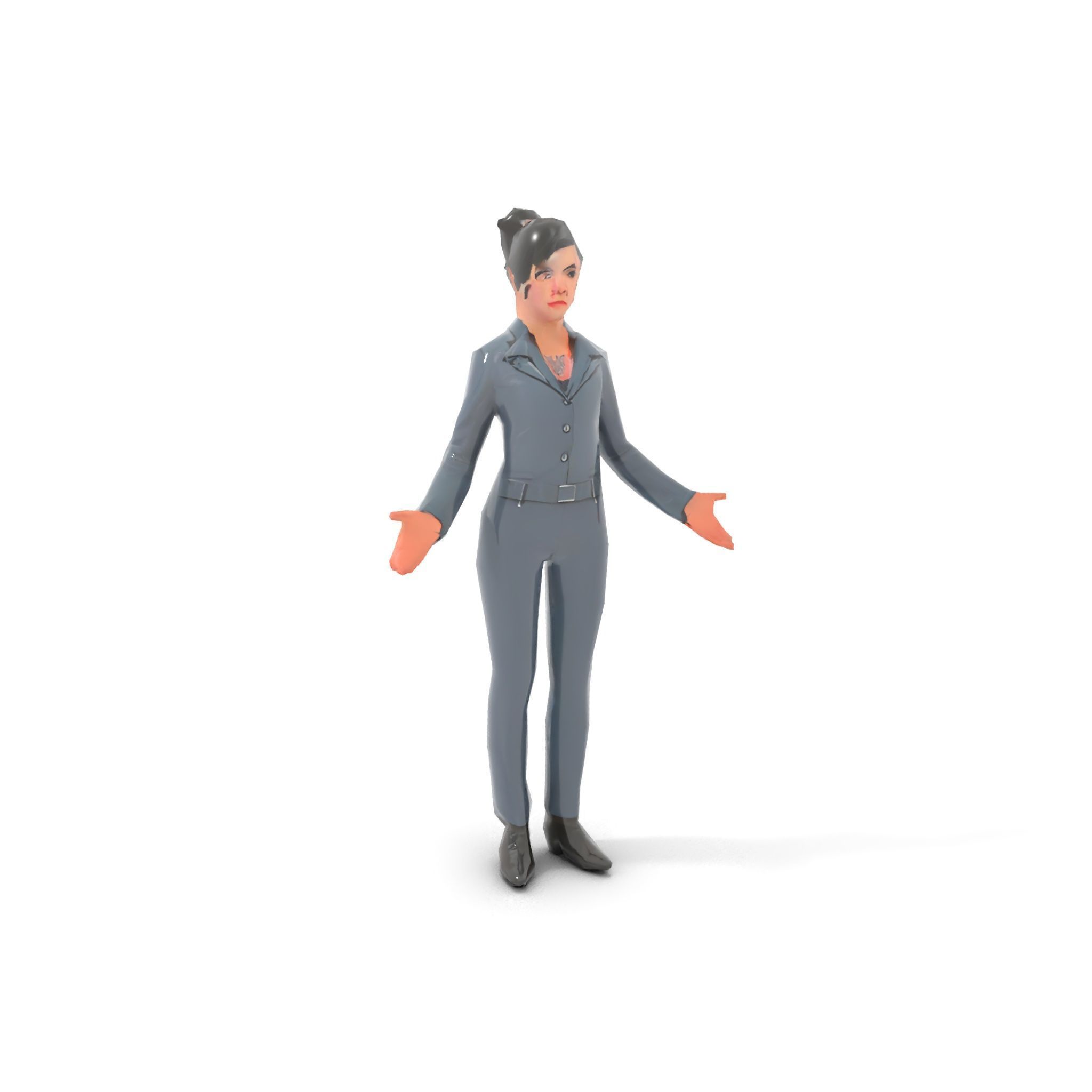 Businesswoman Character Model with Tattoo  Rigged and Animated Low-poly 3D model_17