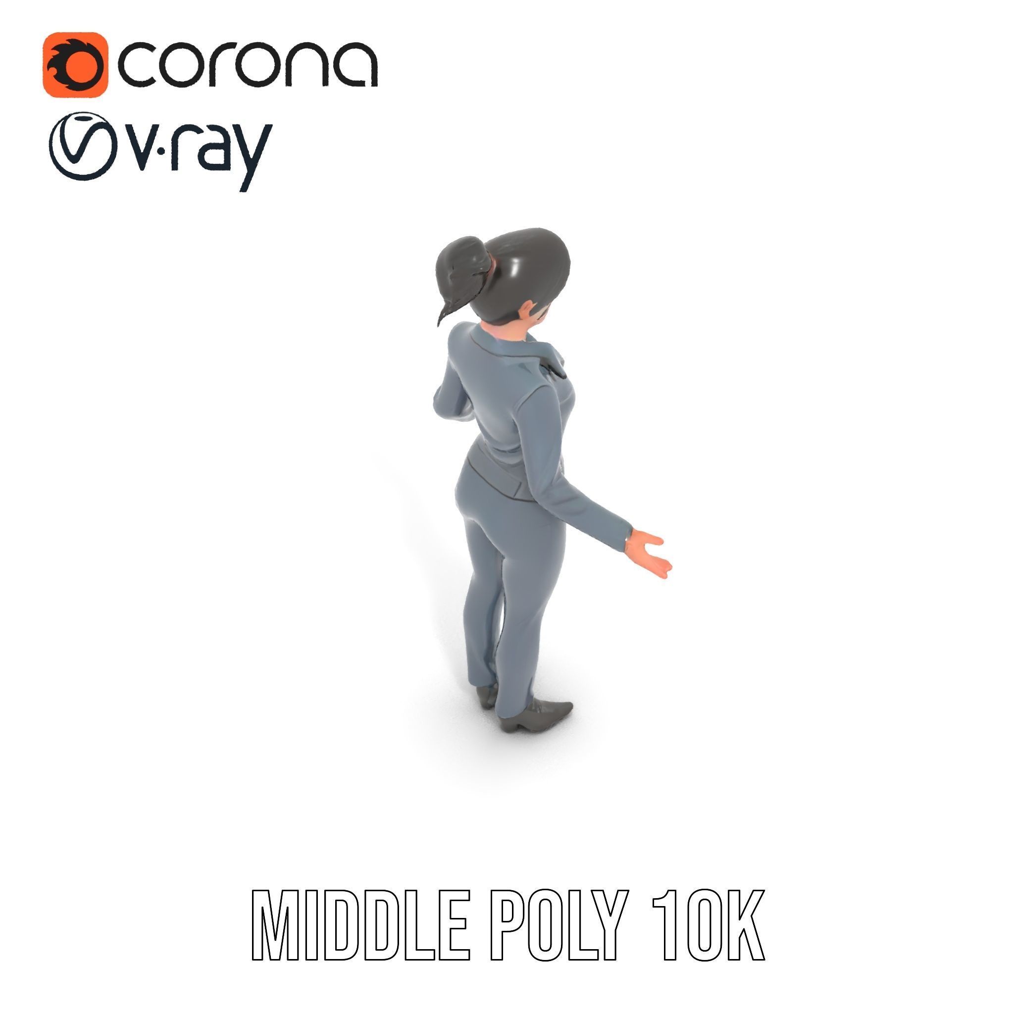 Businesswoman Character Model with Tattoo  Rigged and Animated Low-poly 3D model_13