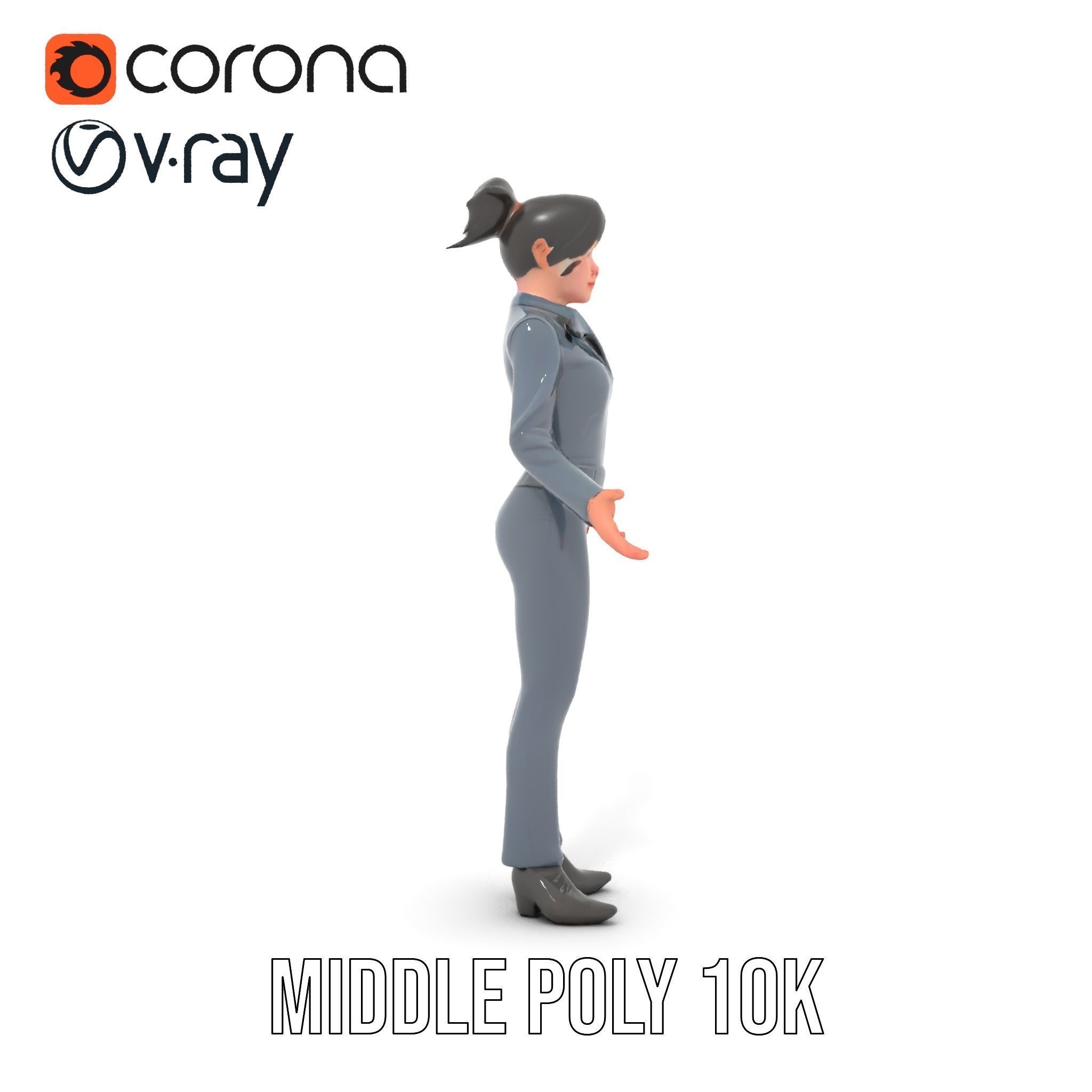 Businesswoman Character Model with Tattoo  Rigged and Animated Low-poly 3D model_30