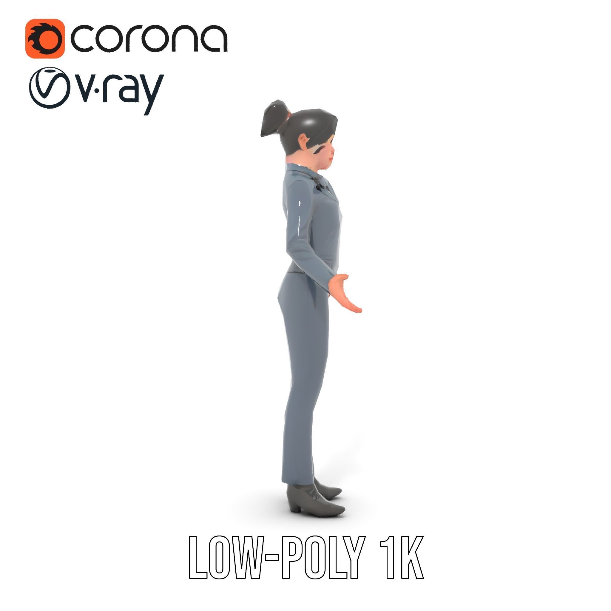 Businesswoman Character Model with Tattoo  Rigged and Animated Low-poly 3D model_14