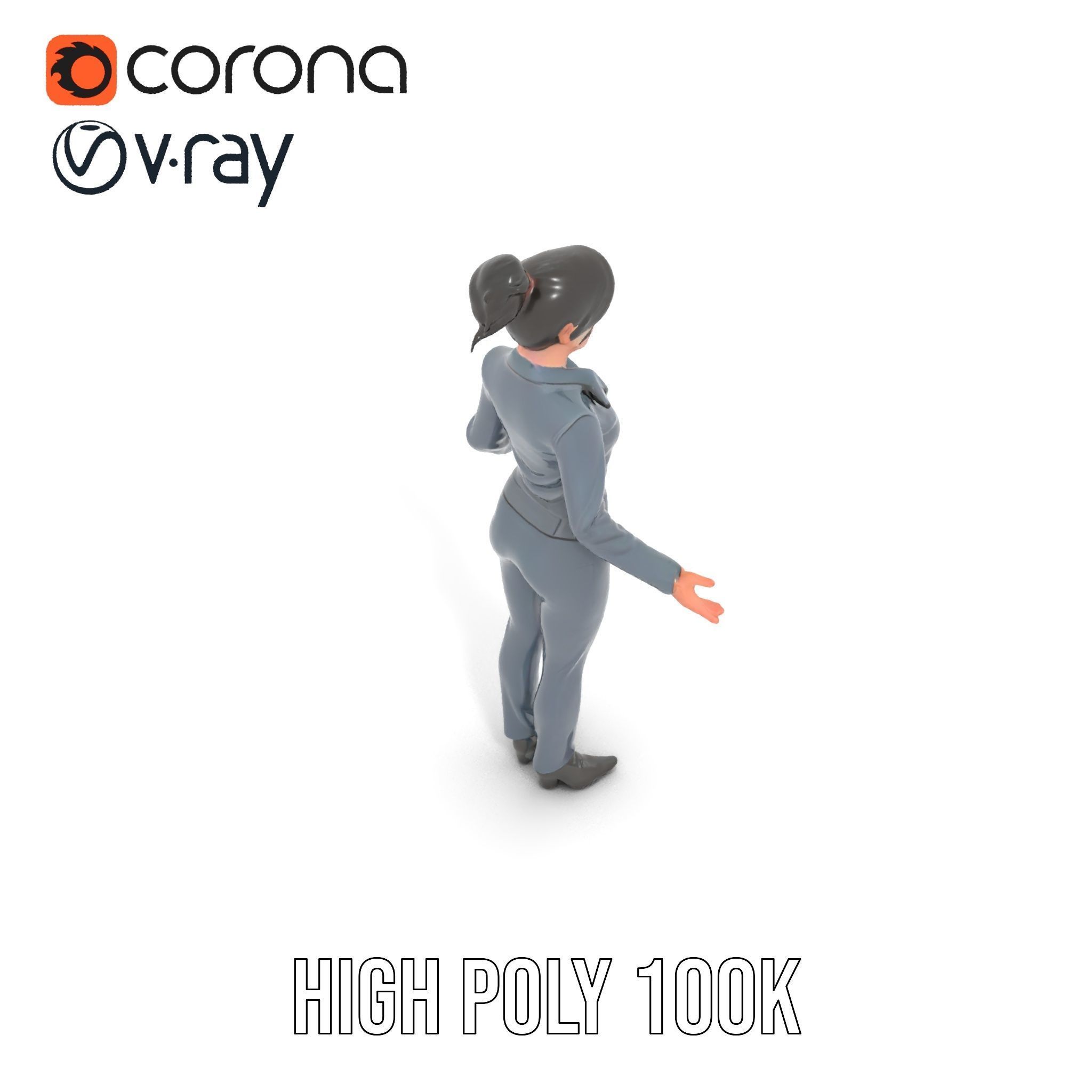 Businesswoman Character Model with Tattoo  Rigged and Animated Low-poly 3D model_29