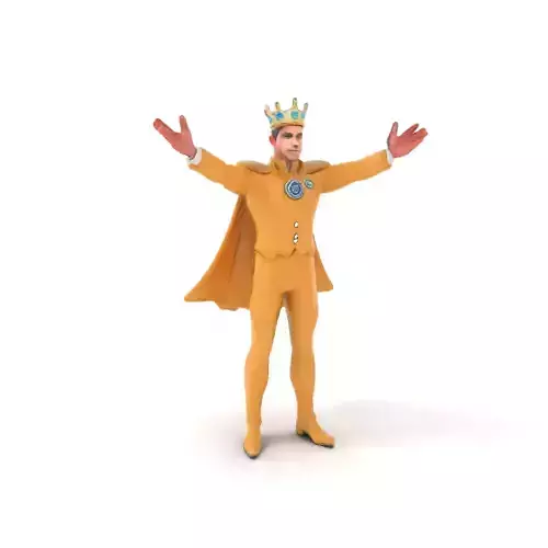 Golden King Character Model  Rigged and Animated Low-poly 3D model