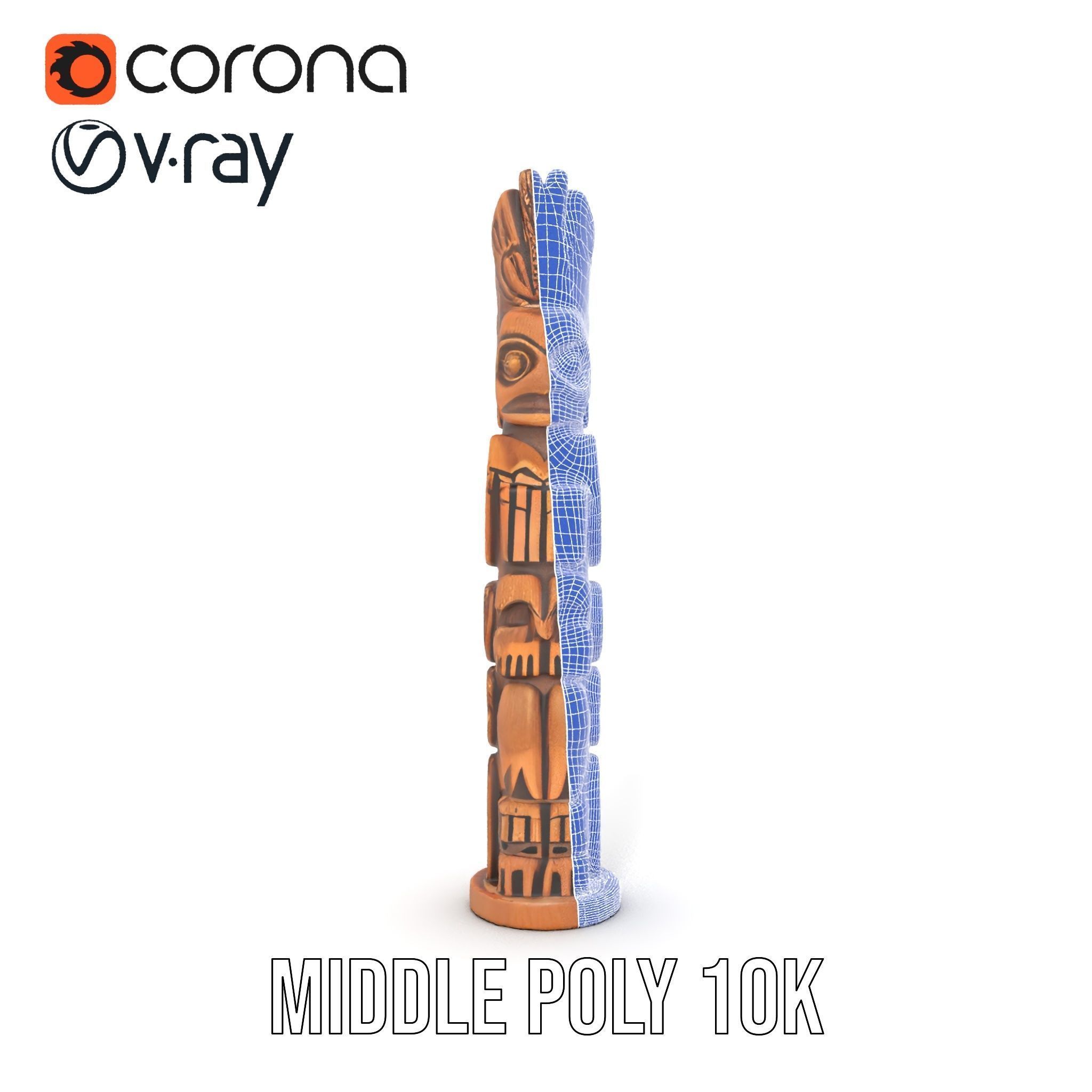 Totem Pole Sculpture Model Pack with Detailed Carvings Low-poly 3D model_30