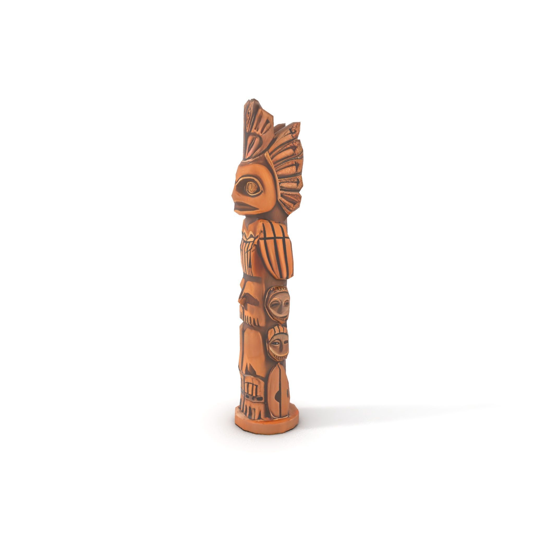 Totem Pole Sculpture Model Pack with Detailed Carvings Low-poly 3D model_9