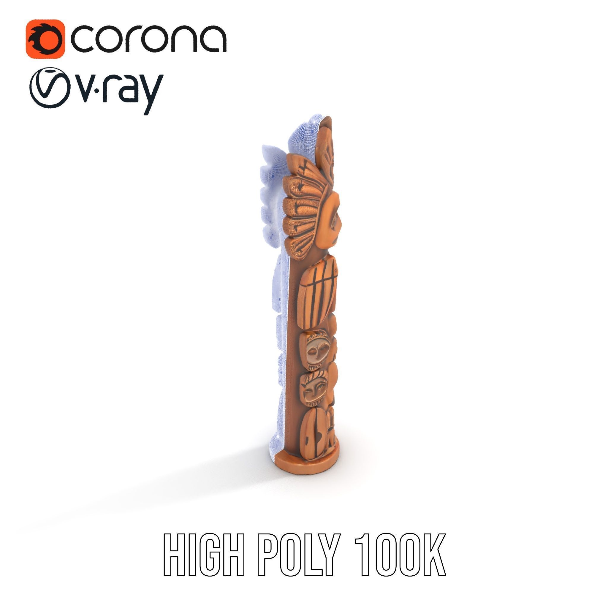 Totem Pole Sculpture Model Pack with Detailed Carvings Low-poly 3D model_27
