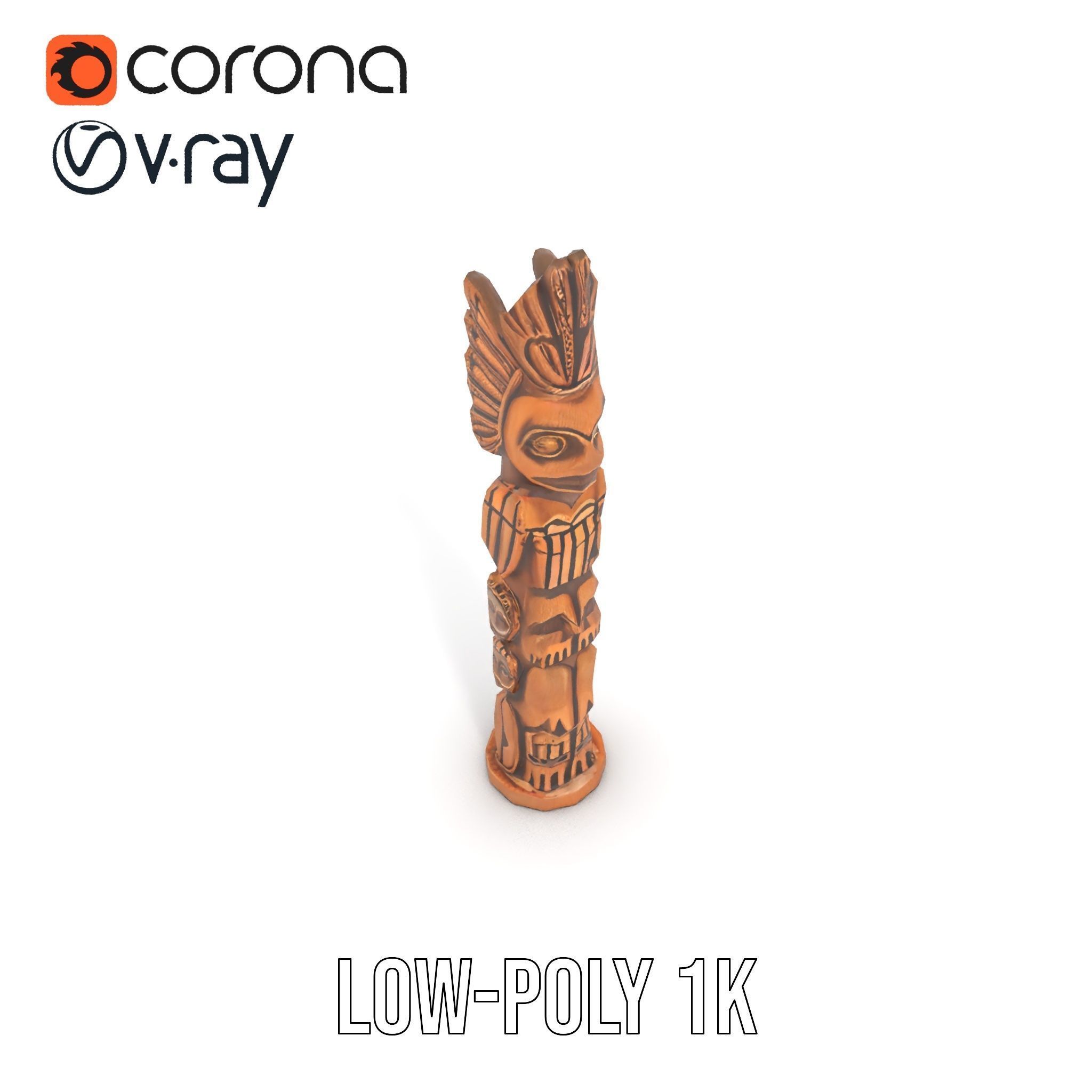 Totem Pole Sculpture Model Pack with Detailed Carvings Low-poly 3D model_11