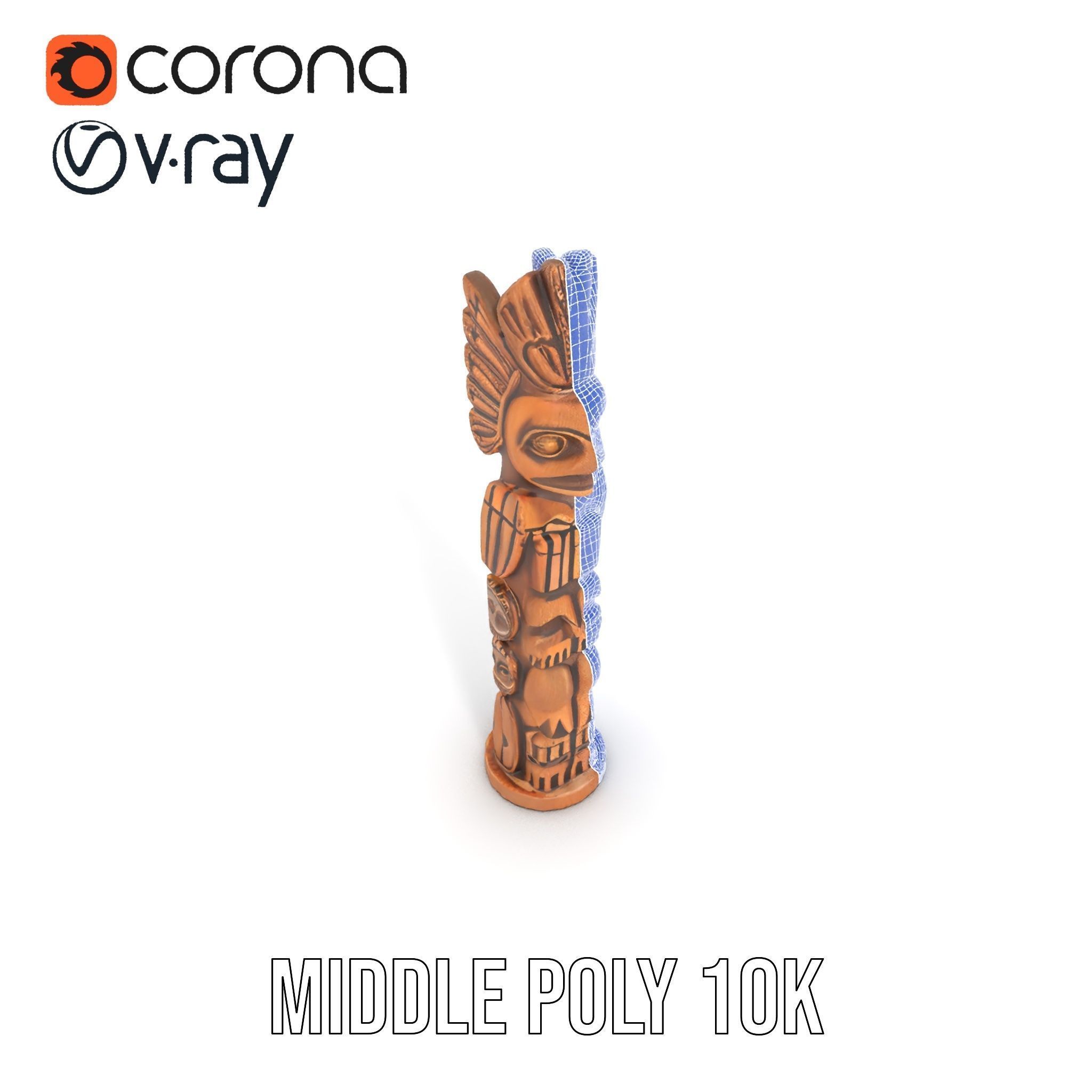 Totem Pole Sculpture Model Pack with Detailed Carvings Low-poly 3D model_28