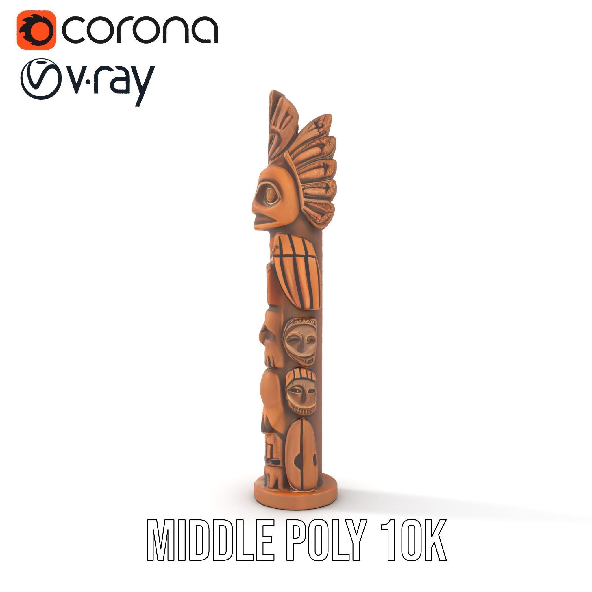 Totem Pole Sculpture Model Pack with Detailed Carvings Low-poly 3D model_22