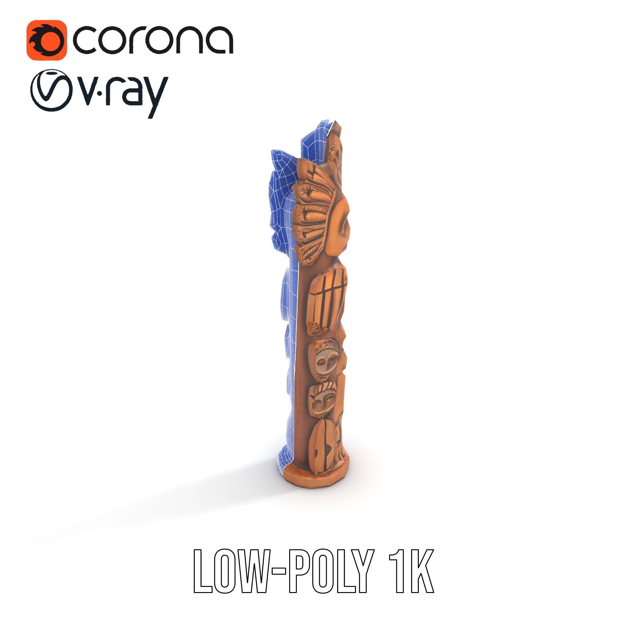 Totem Pole Sculpture Model Pack with Detailed Carvings Low-poly 3D model_23