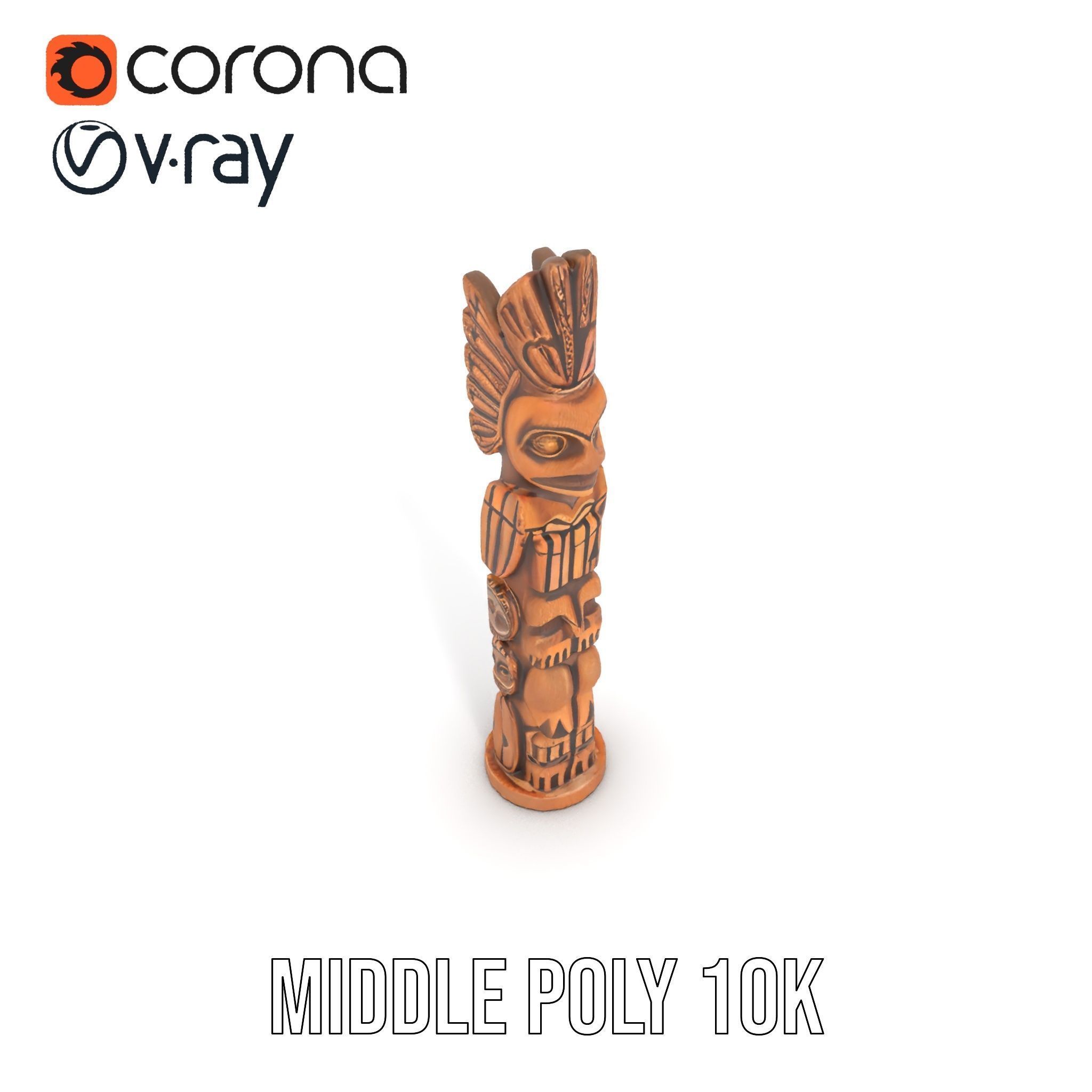 Totem Pole Sculpture Model Pack with Detailed Carvings Low-poly 3D model_6