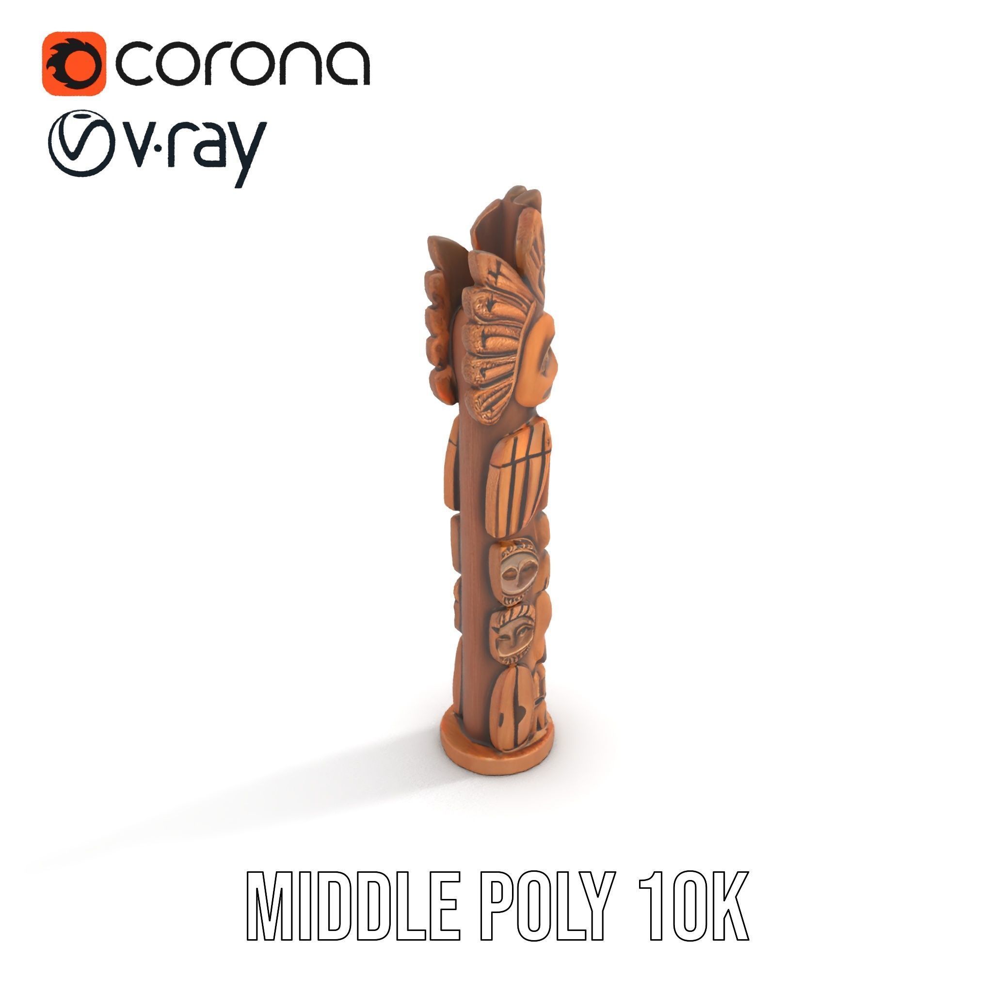 Totem Pole Sculpture Model Pack with Detailed Carvings Low-poly 3D model_7