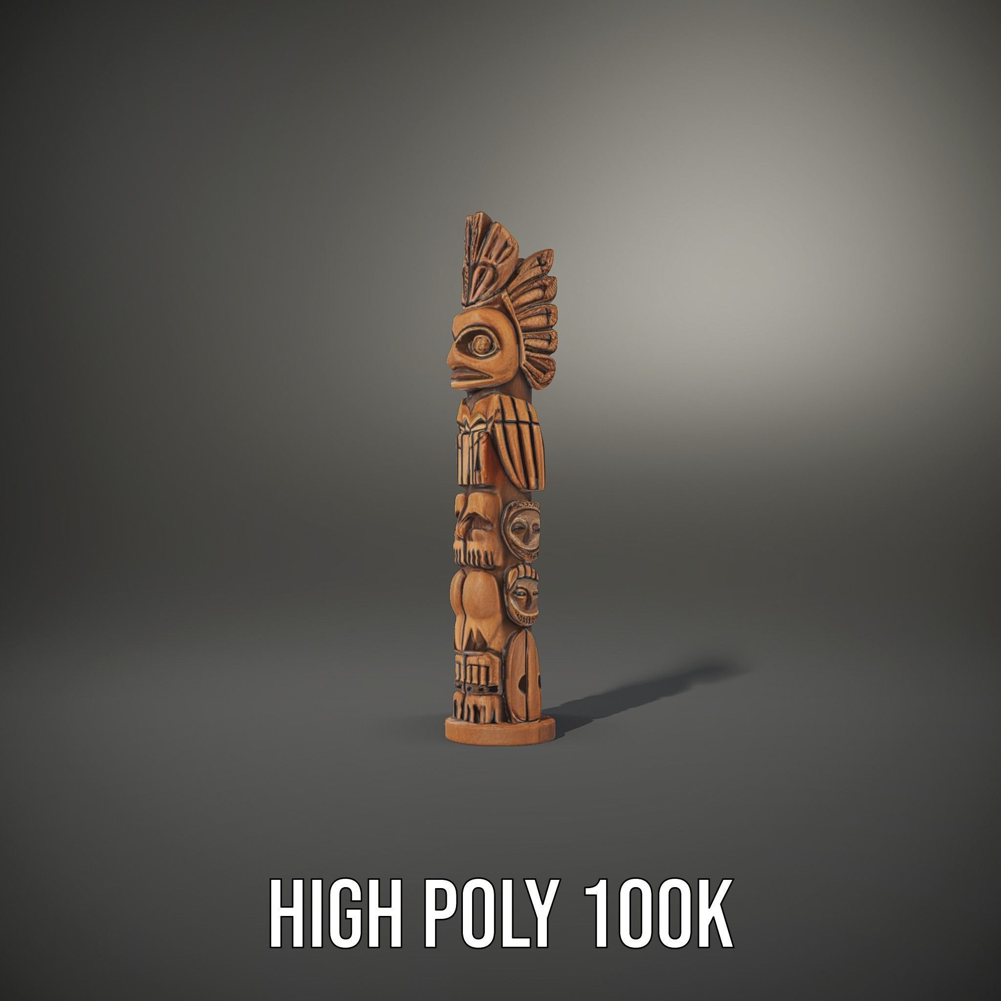 Totem Pole Sculpture Model Pack with Detailed Carvings Low-poly 3D model_33