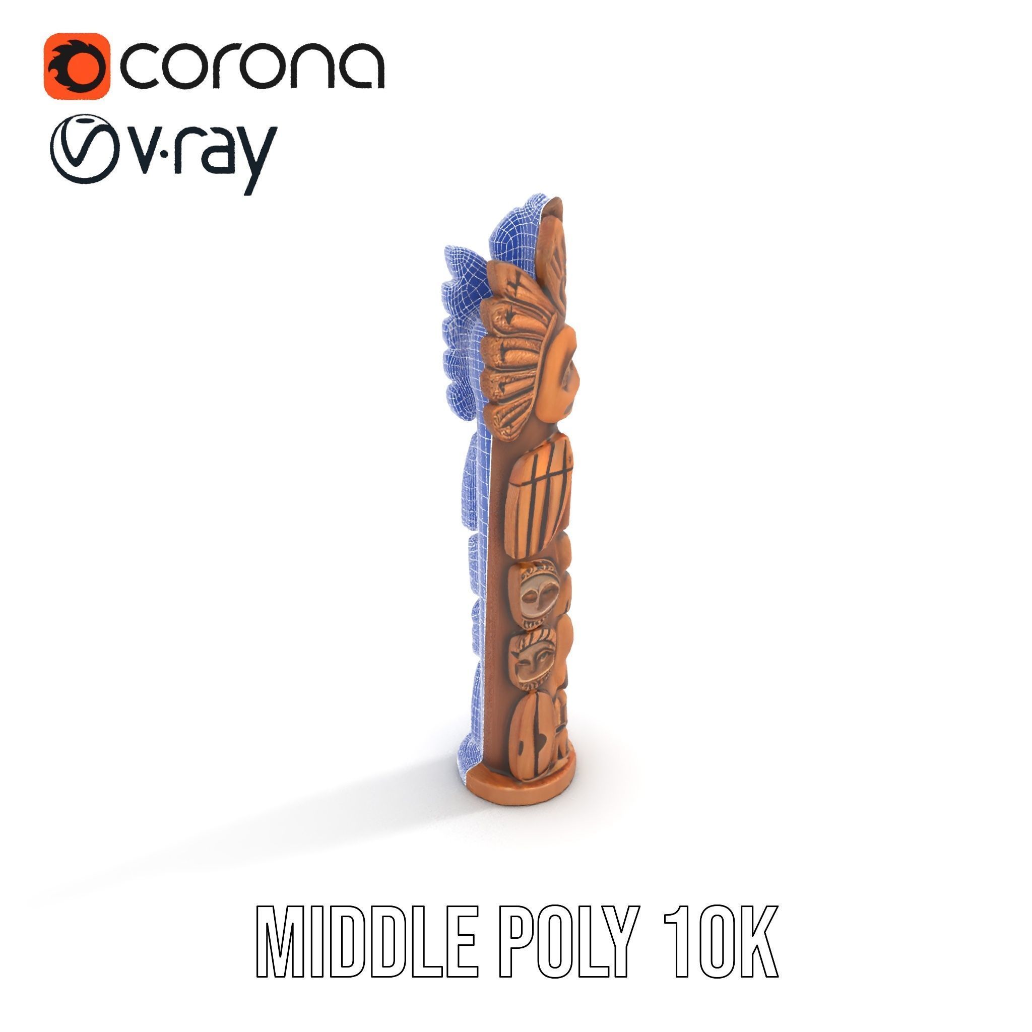 Totem Pole Sculpture Model Pack with Detailed Carvings Low-poly 3D model_13