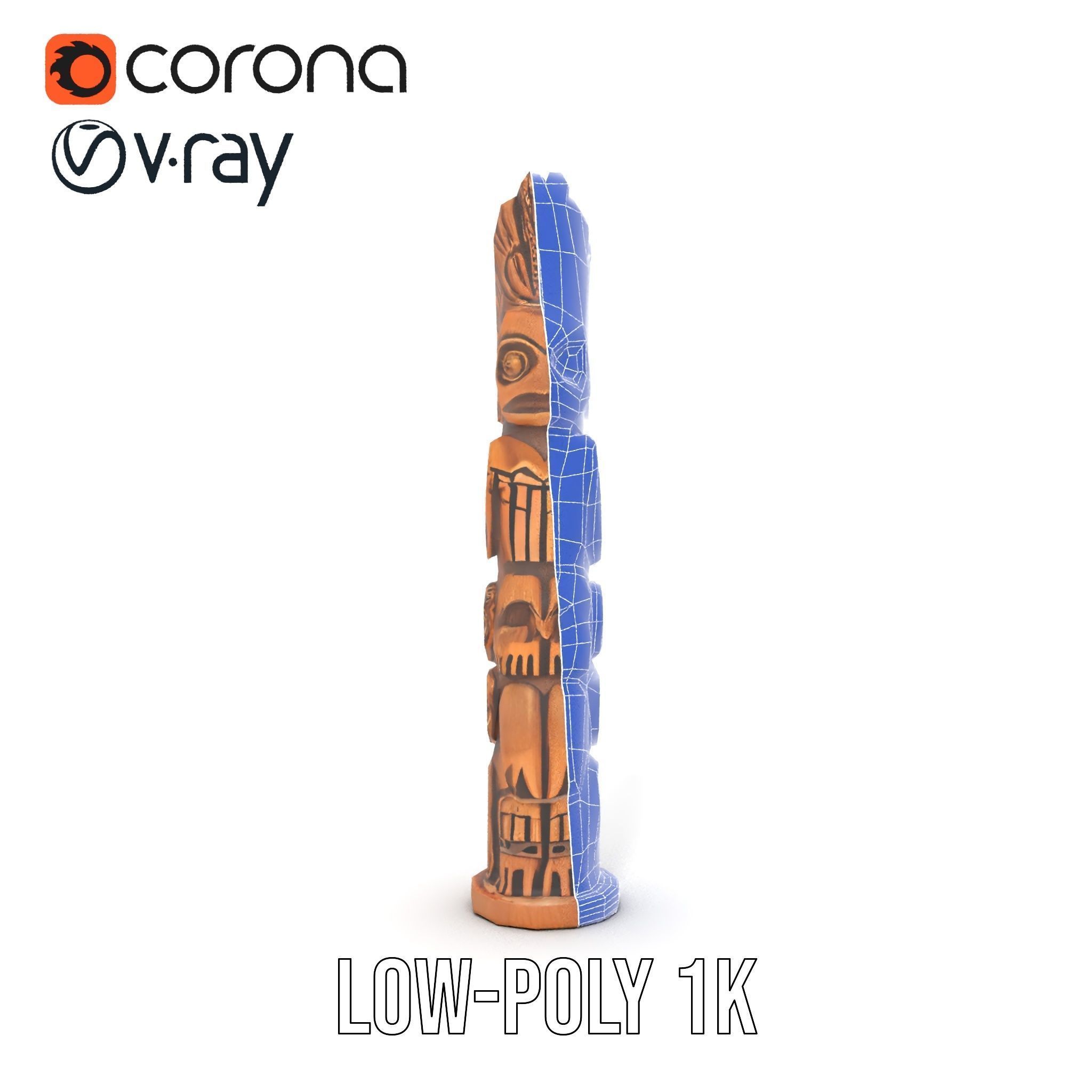 Totem Pole Sculpture Model Pack with Detailed Carvings Low-poly 3D model_29