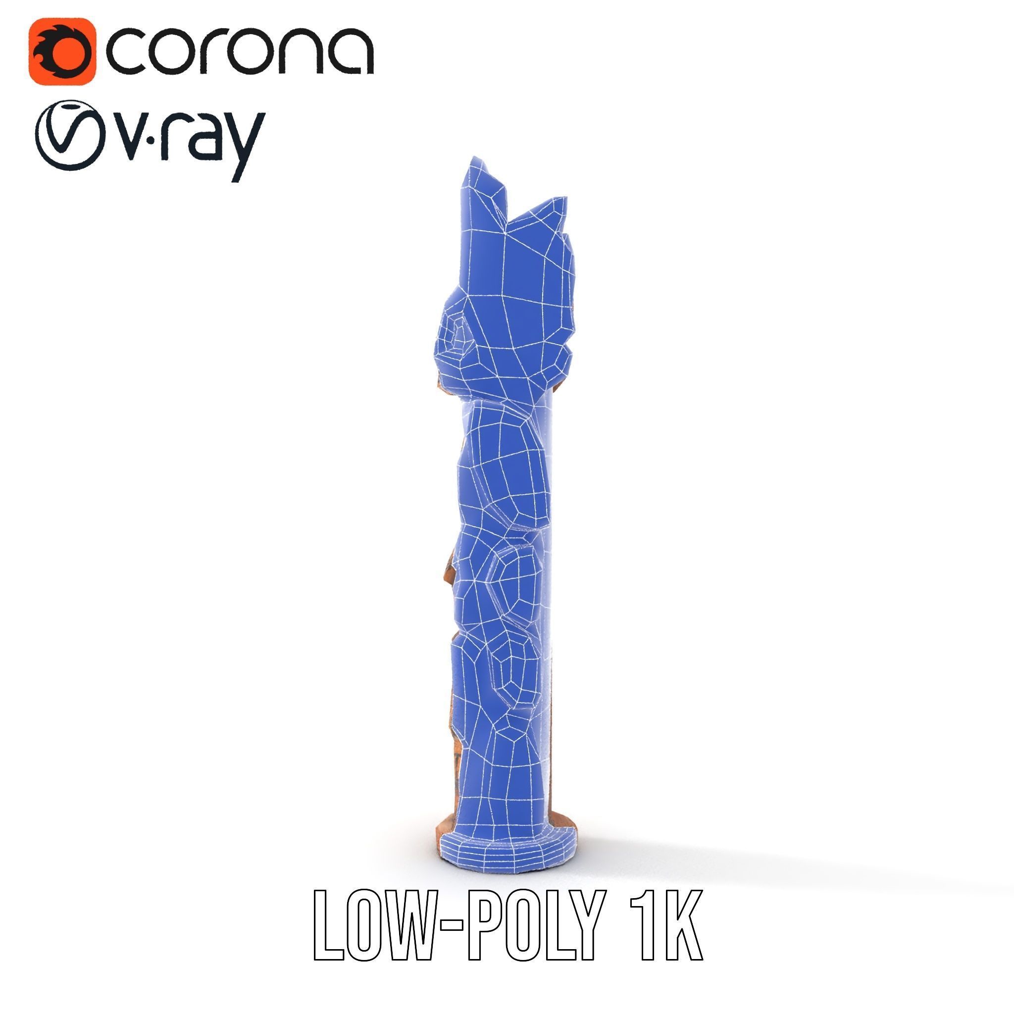 Totem Pole Sculpture Model Pack with Detailed Carvings Low-poly 3D model_26