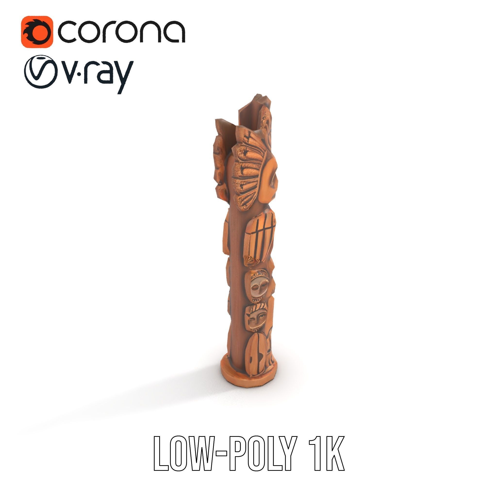 Totem Pole Sculpture Model Pack with Detailed Carvings Low-poly 3D model_14