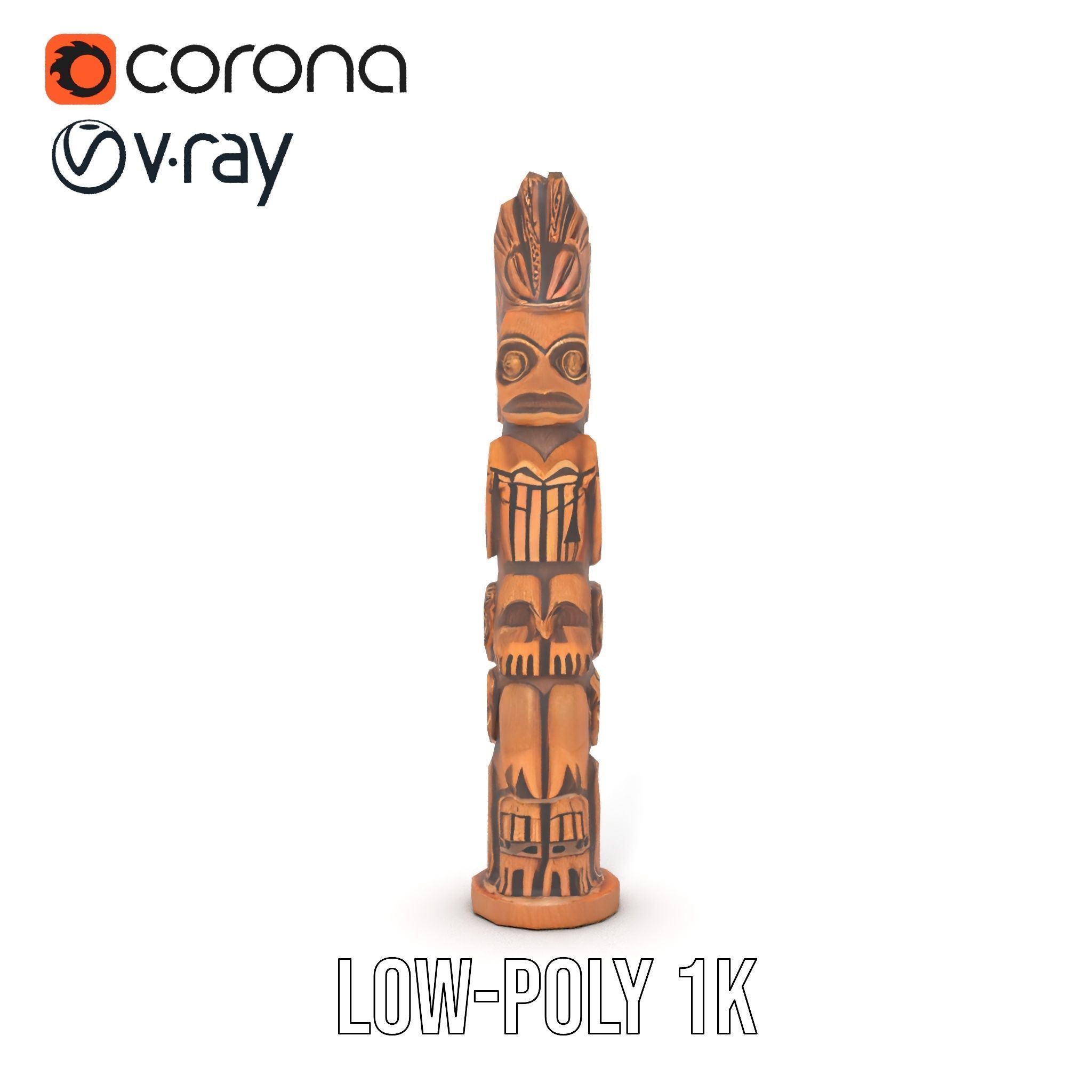 Totem Pole Sculpture Model Pack with Detailed Carvings Low-poly 3D model_20