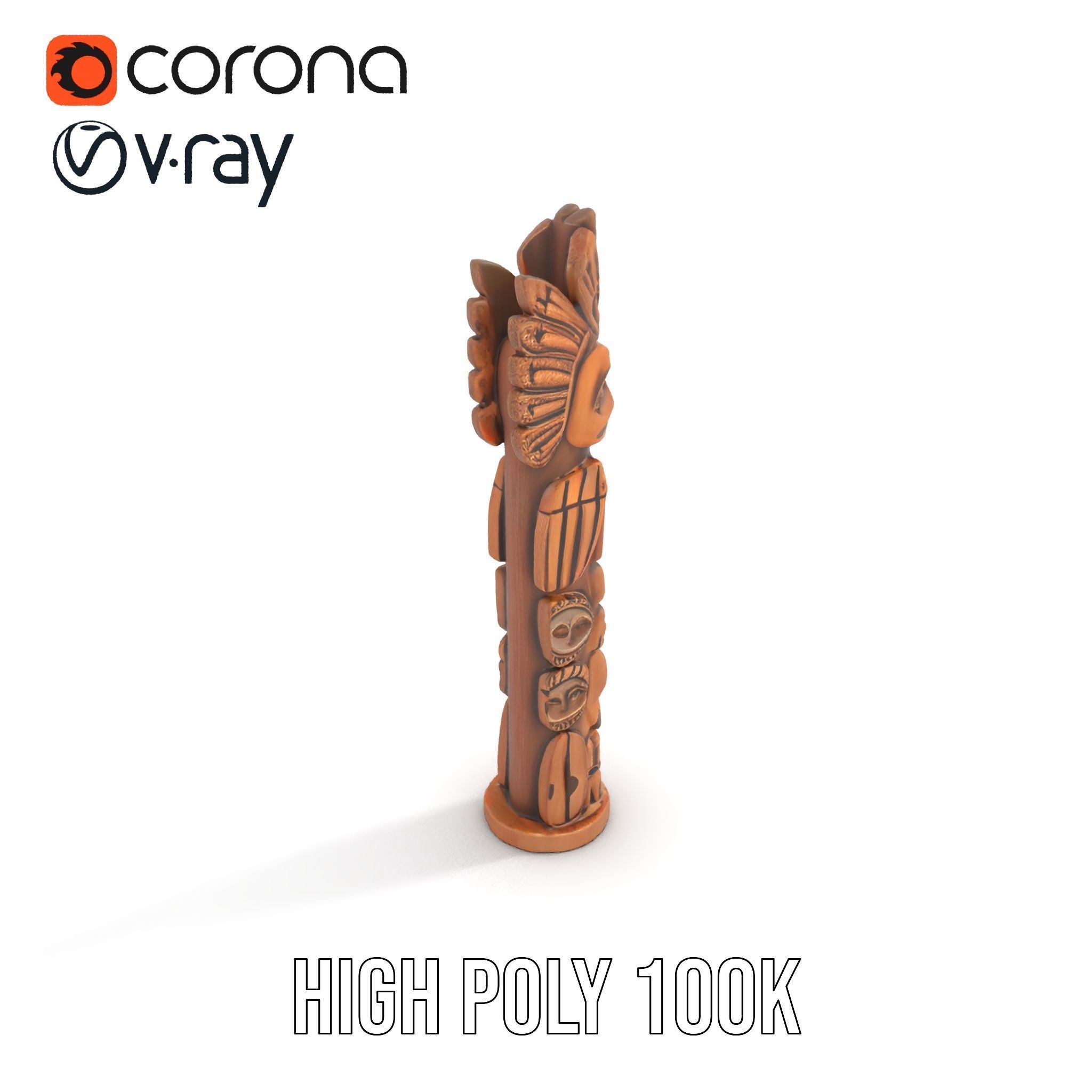 Totem Pole Sculpture Model Pack with Detailed Carvings Low-poly 3D model_21