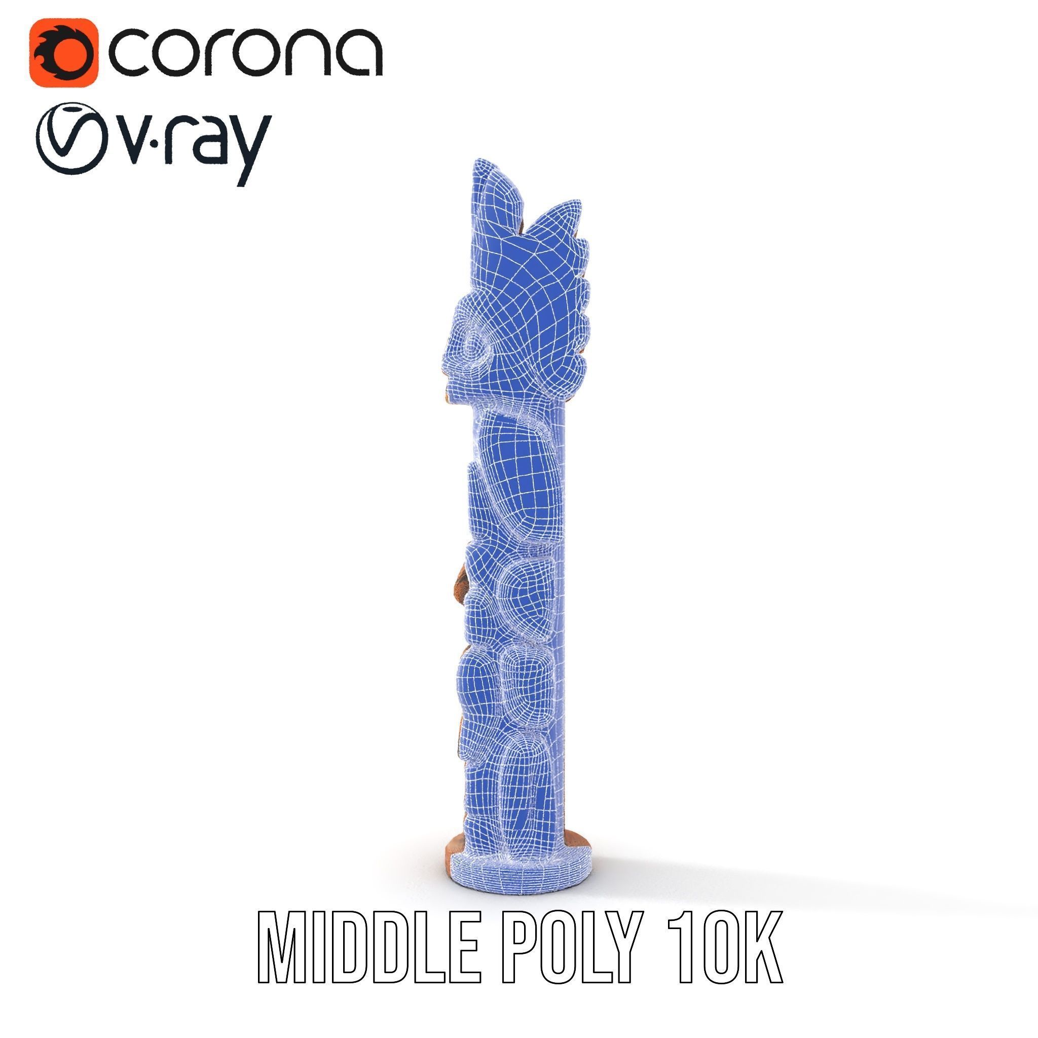 Totem Pole Sculpture Model Pack with Detailed Carvings Low-poly 3D model_25
