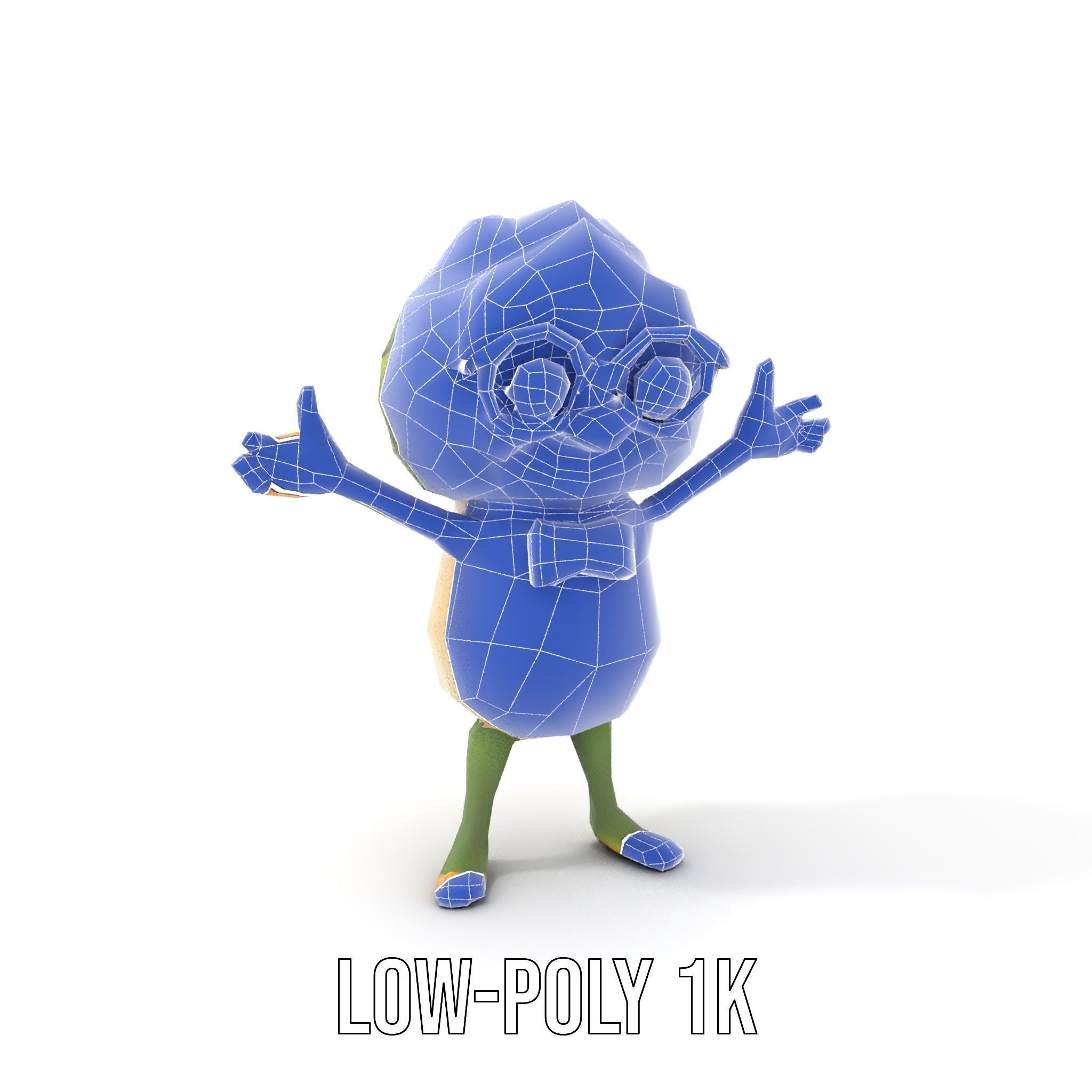 Artichoke Character Rigged and Animated with Glasses and Bowtie Low-poly 3D model_14