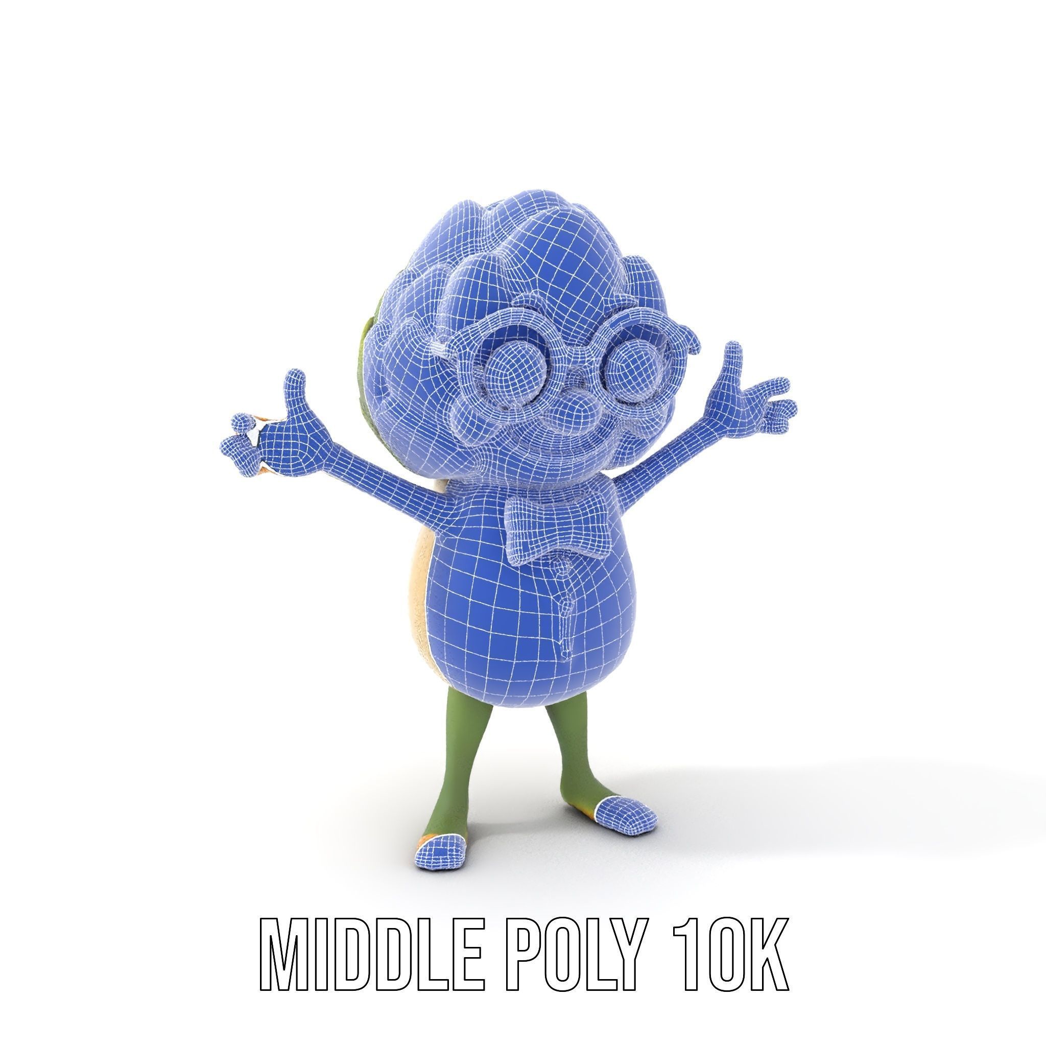 Artichoke Character Rigged and Animated with Glasses and Bowtie Low-poly 3D model_34