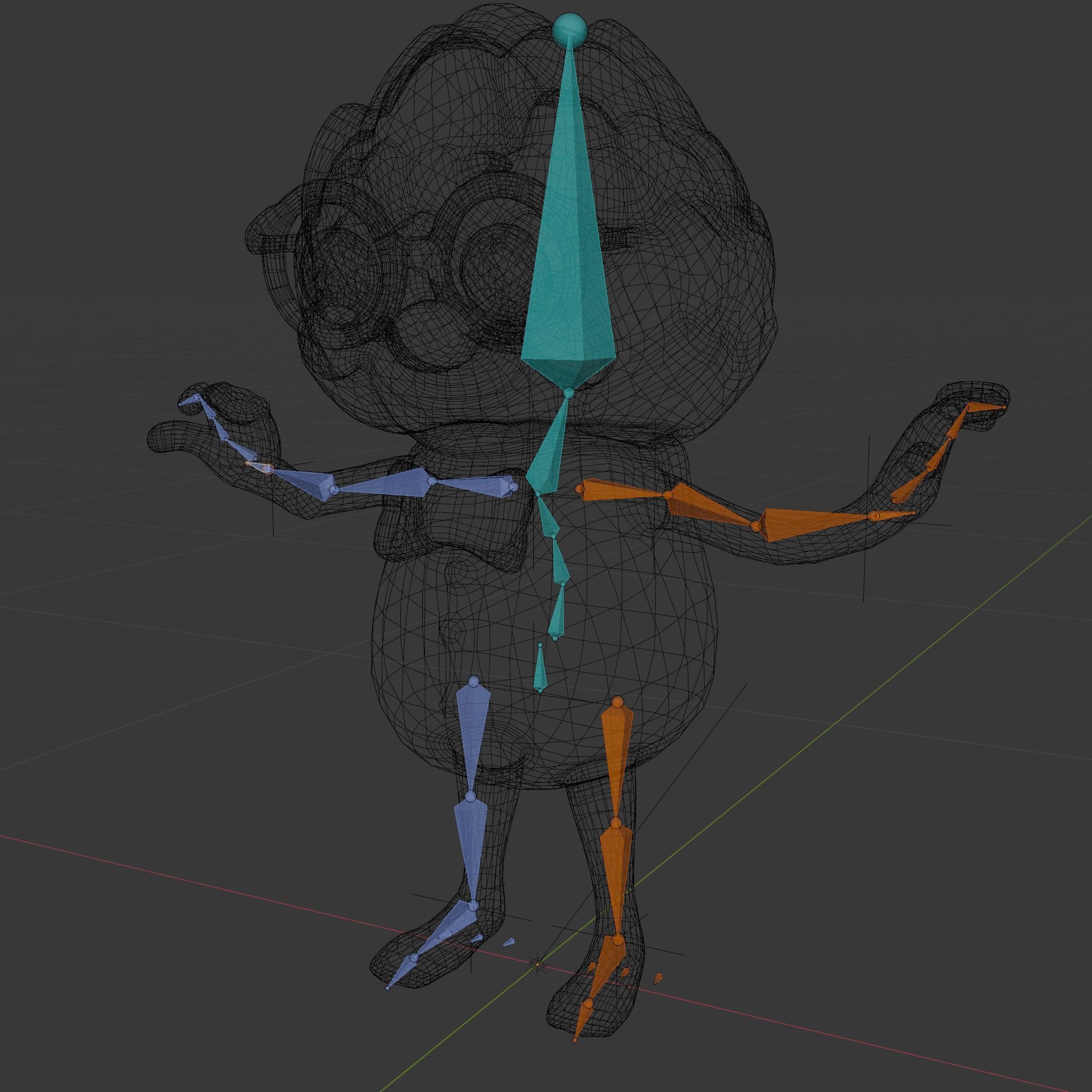 Artichoke Character Rigged and Animated with Glasses and Bowtie Low-poly 3D model_7