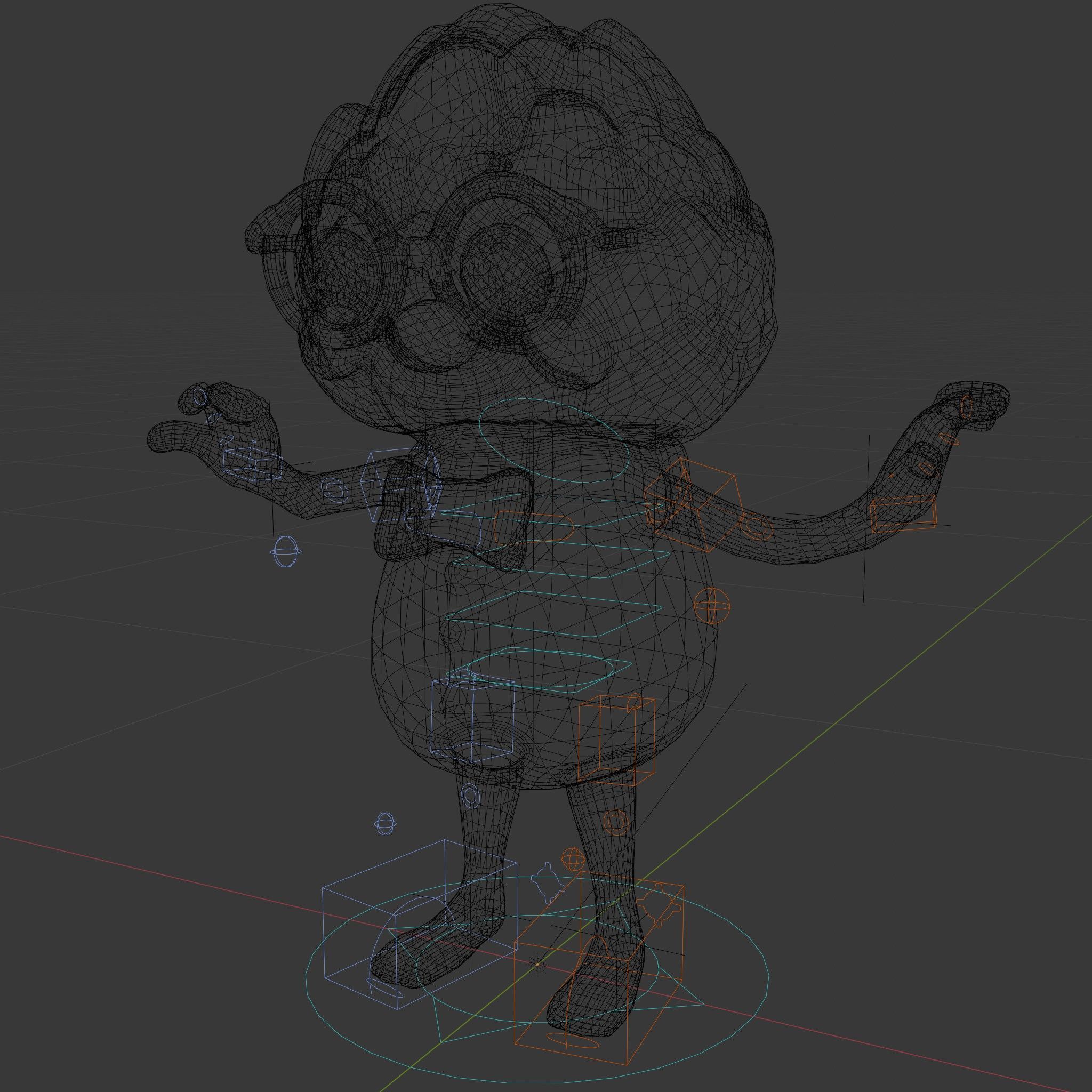 Artichoke Character Rigged and Animated with Glasses and Bowtie Low-poly 3D model_6