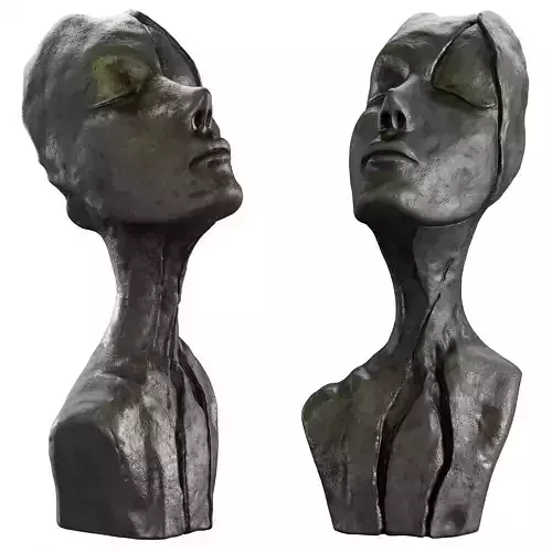 Sculpting a woman face towards the sky