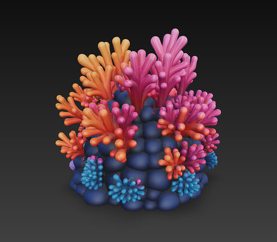 Reef Coral Realistic 3D Model Basic - Low Poly Realistic  Low-poly 3D model