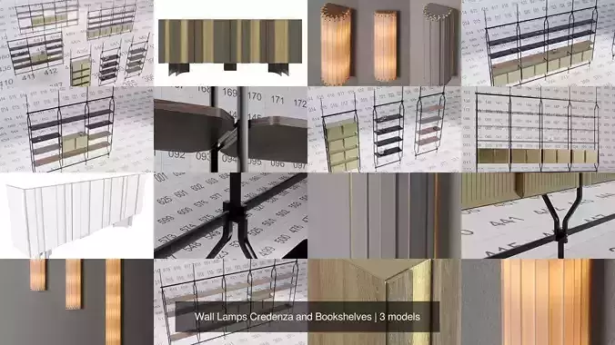 Wall Lamps Credenza and Bookshelves