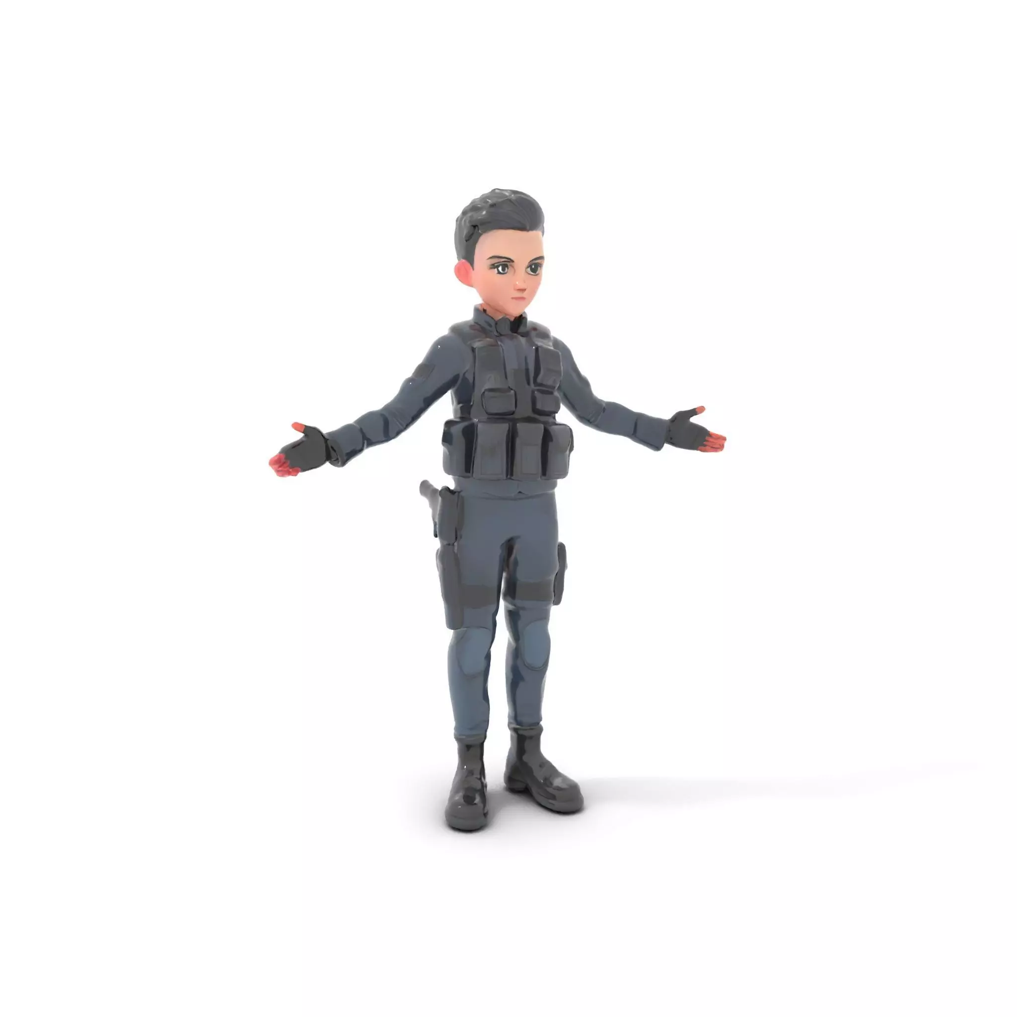 Elite Tactical Operative D Character Model Rigged and Animated Low-poly 3D model