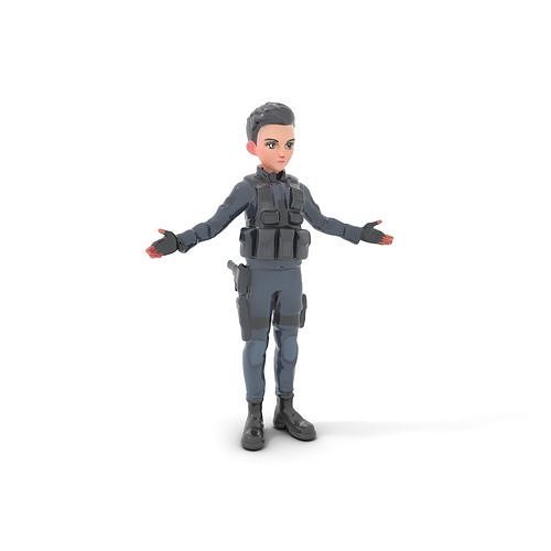 Elite Tactical Operative D Character Model Rigged and Animated Low-poly 3D model