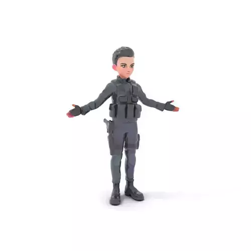 Elite Tactical Operative D Character Model Rigged and Animated