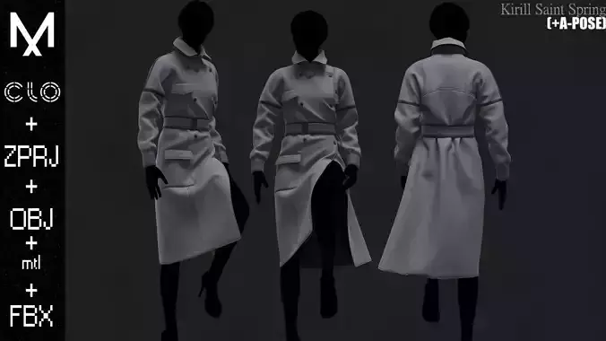New Coat Female Marvelous designer Clo3d OBJ mtl FBX ZPRJ 3D model New Coat Female Marvelous designer Clo3d OBJ mtl FBX ZPRJ 3D model