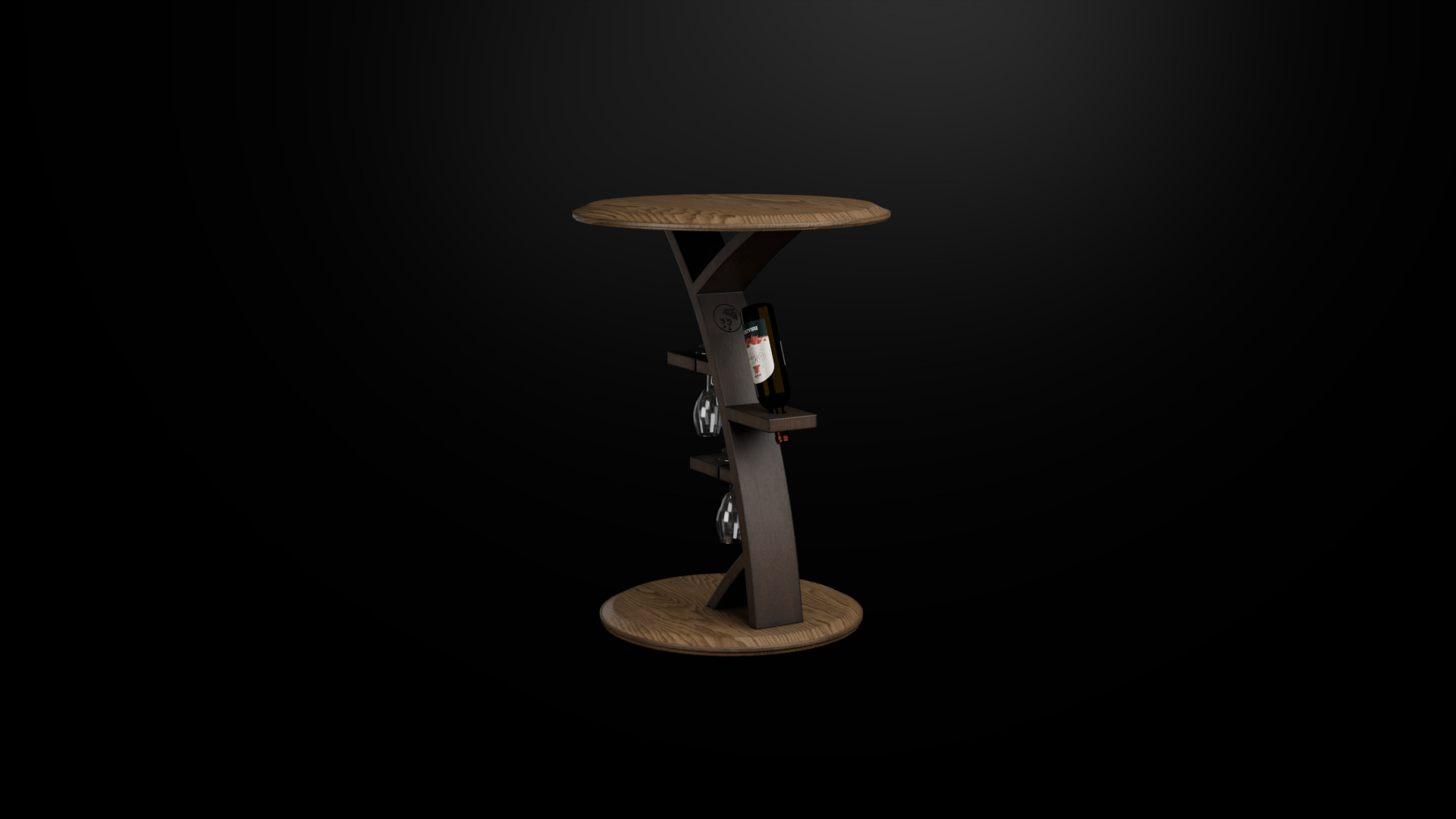 Wine table Low-poly 3D model_3