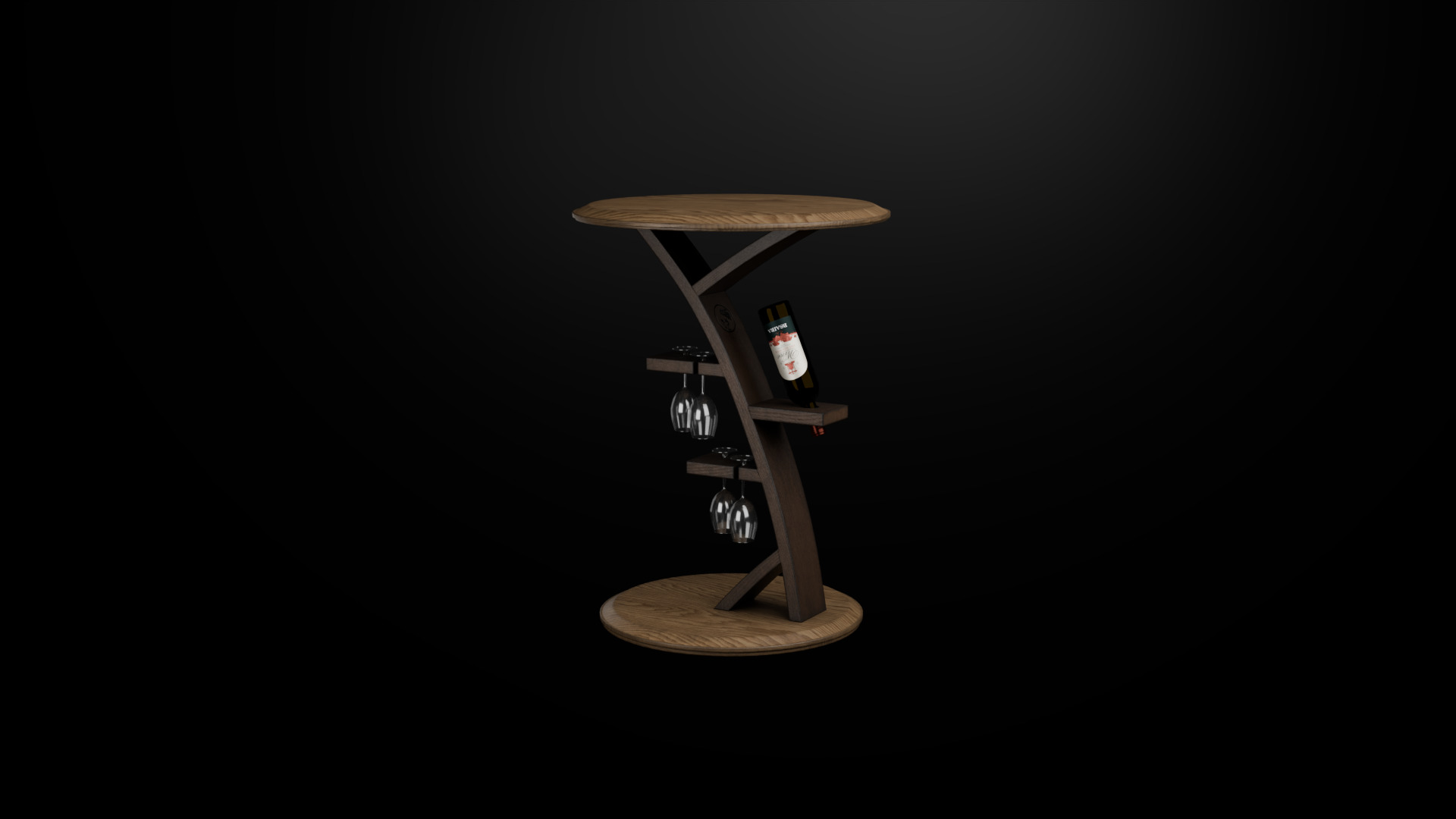 Wine table Low-poly 3D model_2