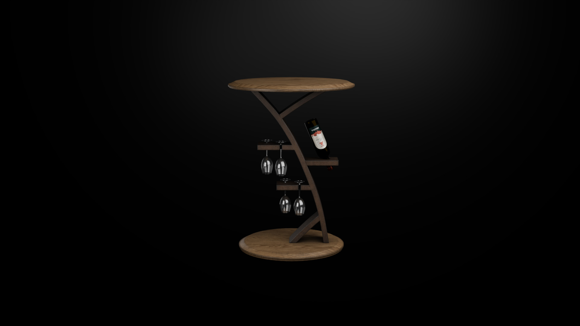 Wine table Low-poly 3D model_1
