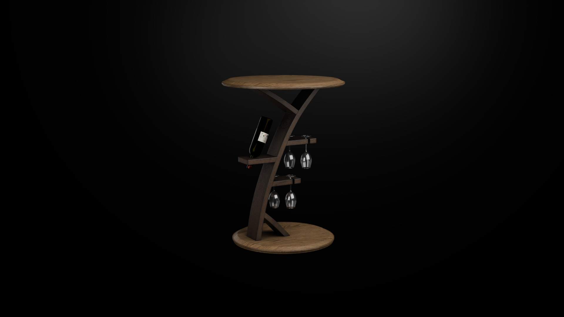 Wine table Low-poly 3D model_6